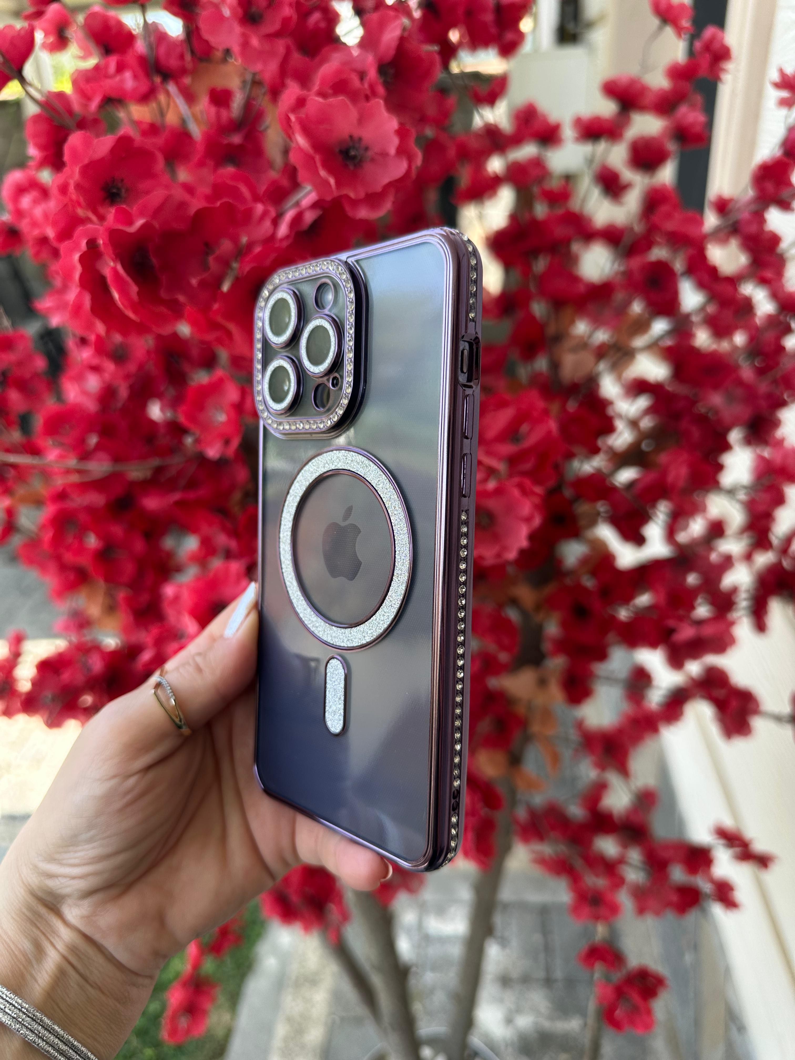 Swarovski Taşlı Kamera Korumalı Kılıf - Derin Mor