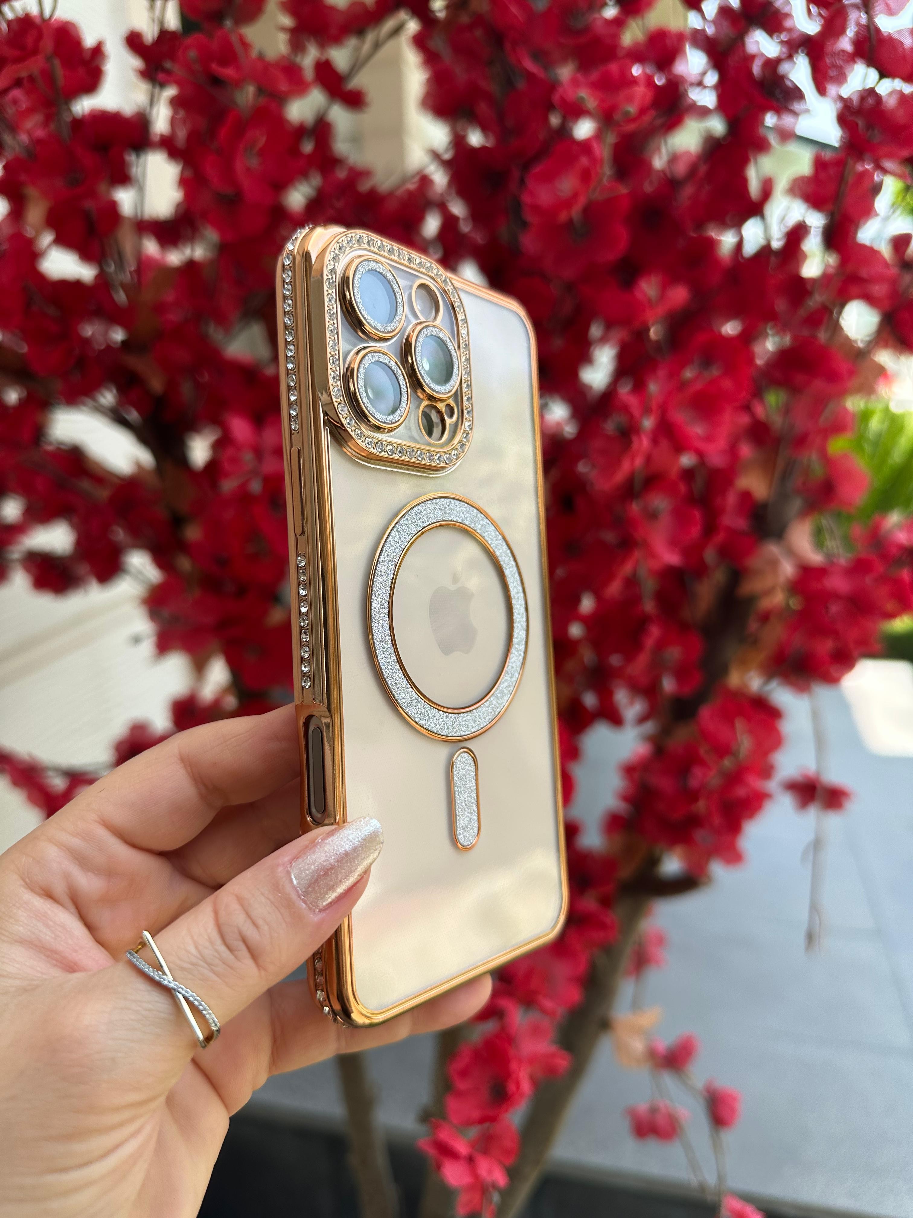 Taşlı Kamera Koruyuculu Magsafe Özellikli Luxury Kılıf