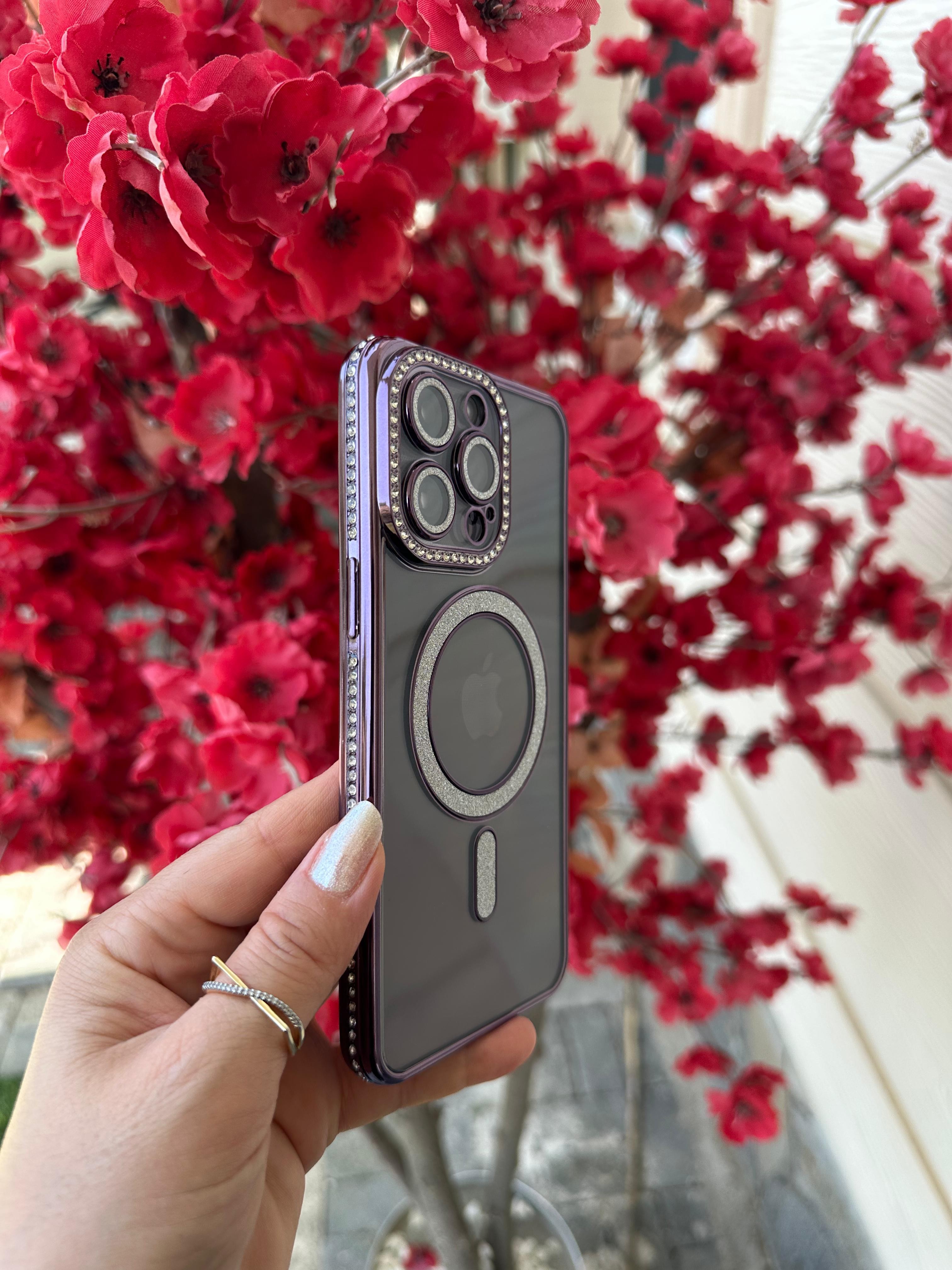 Swarovski Taşlı Kamera Korumalı Kılıf - Derin Mor