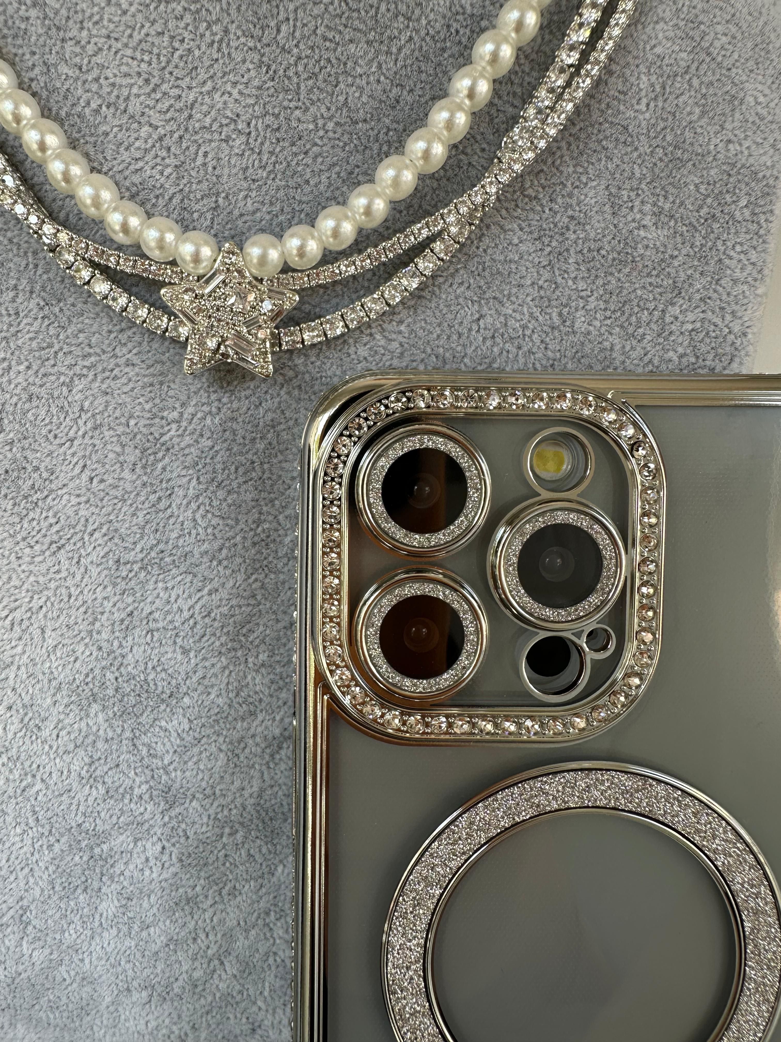 Swarovski Taşlı Kamera Korumalı Kılıf - Gold