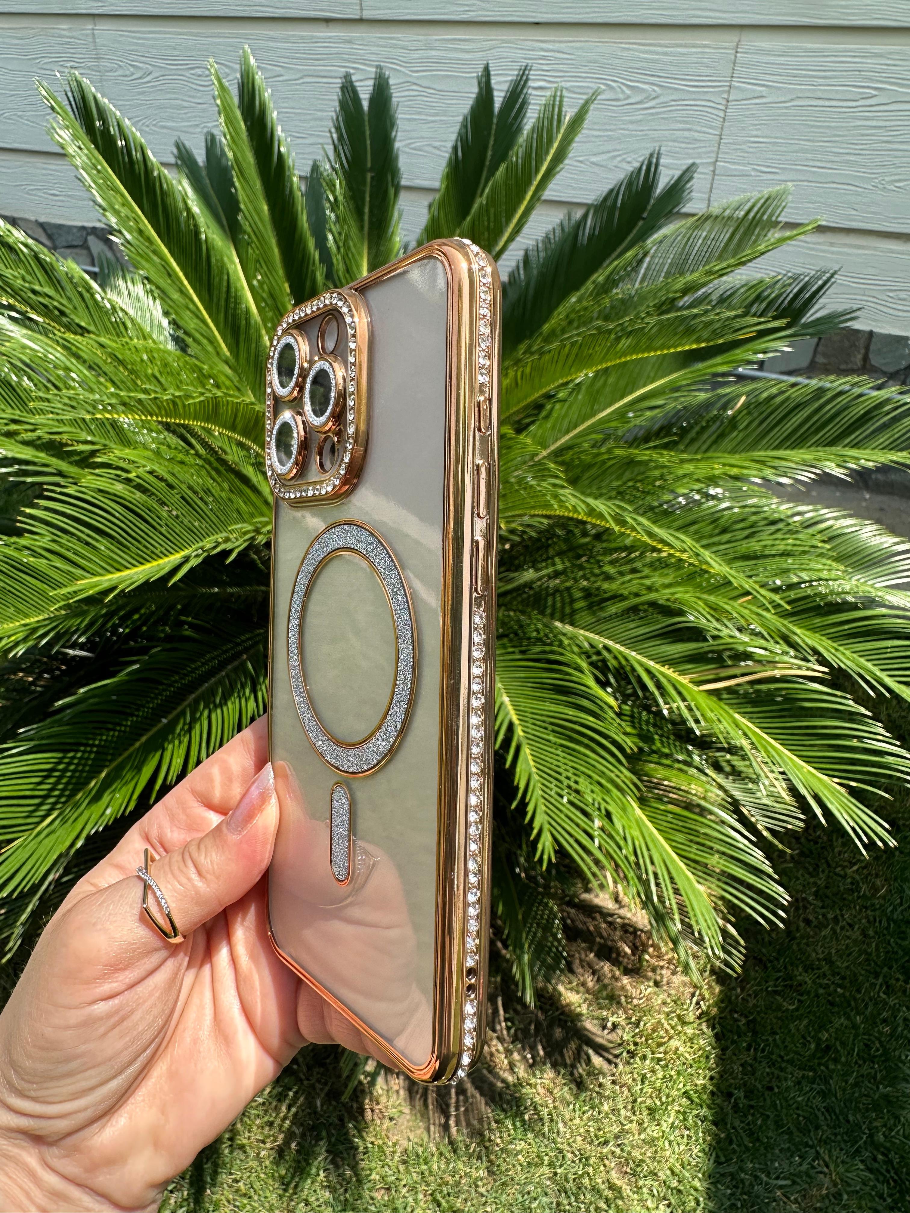 Swarovski Taşlı Kamera Korumalı Kılıf - Gold