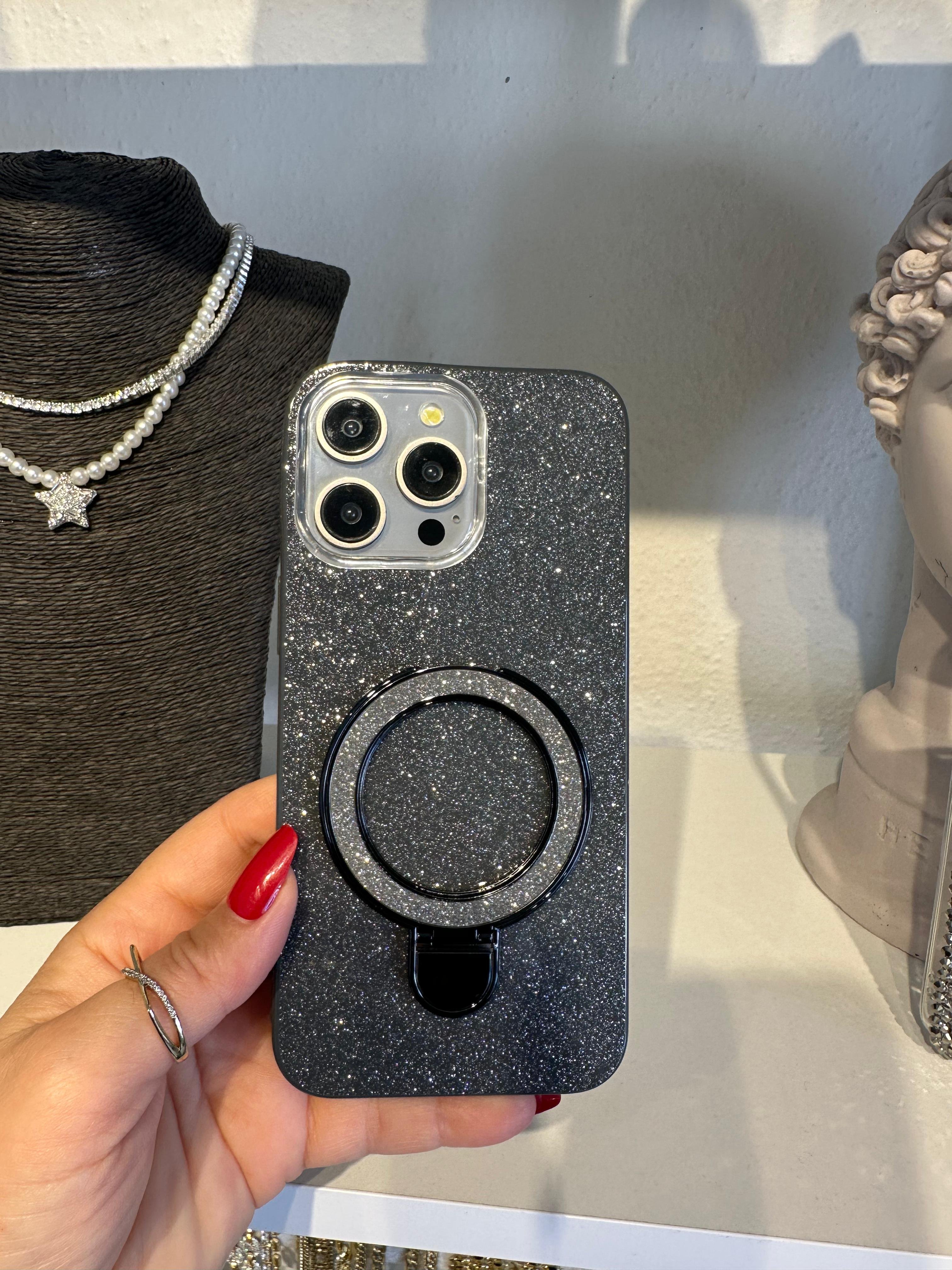 Simli Stantlı Magsafe Özellikli Kılıf - Siyah