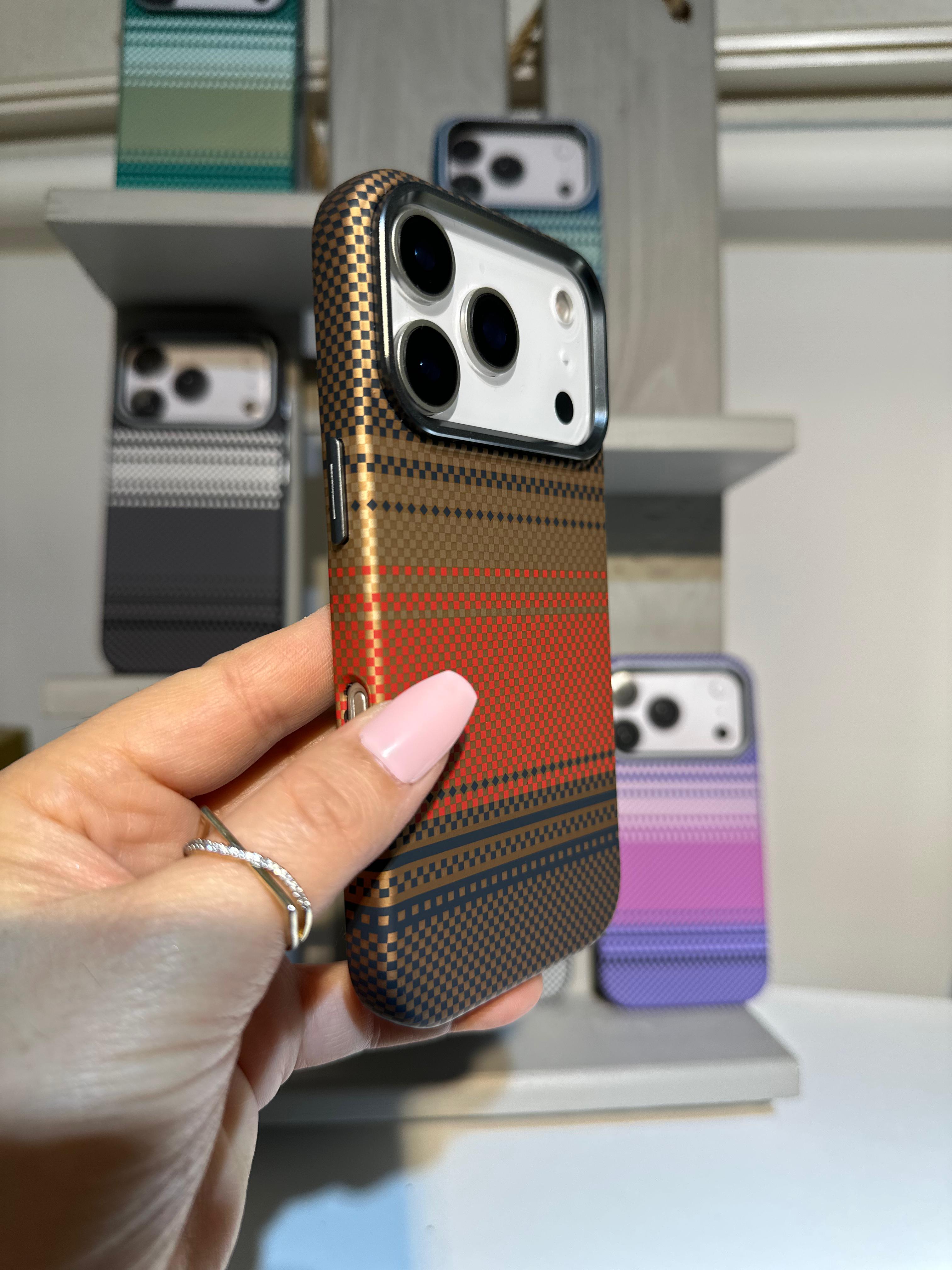 Şerit Dokulu Premium Kılıf - Kum & Kiremit