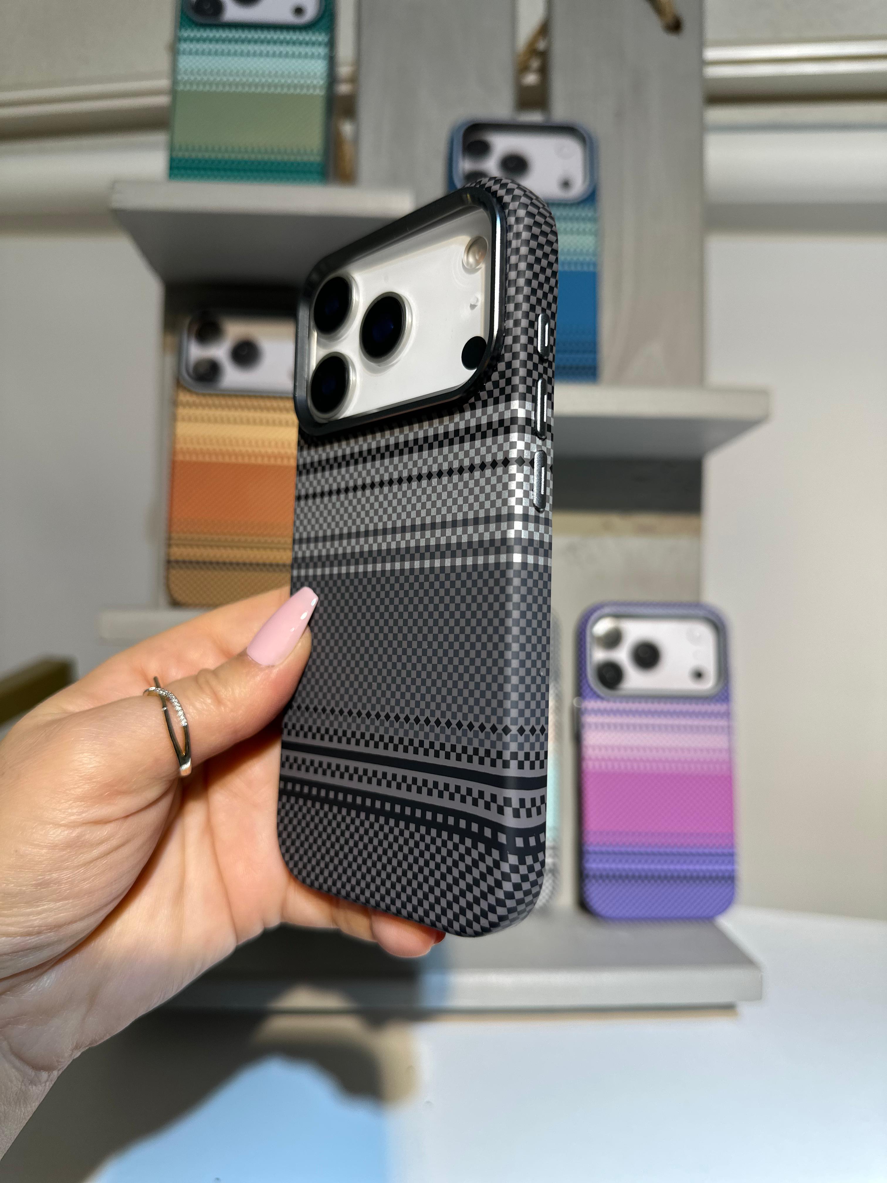 Şerit Dokulu Premium Kılıf - Gri Karbon