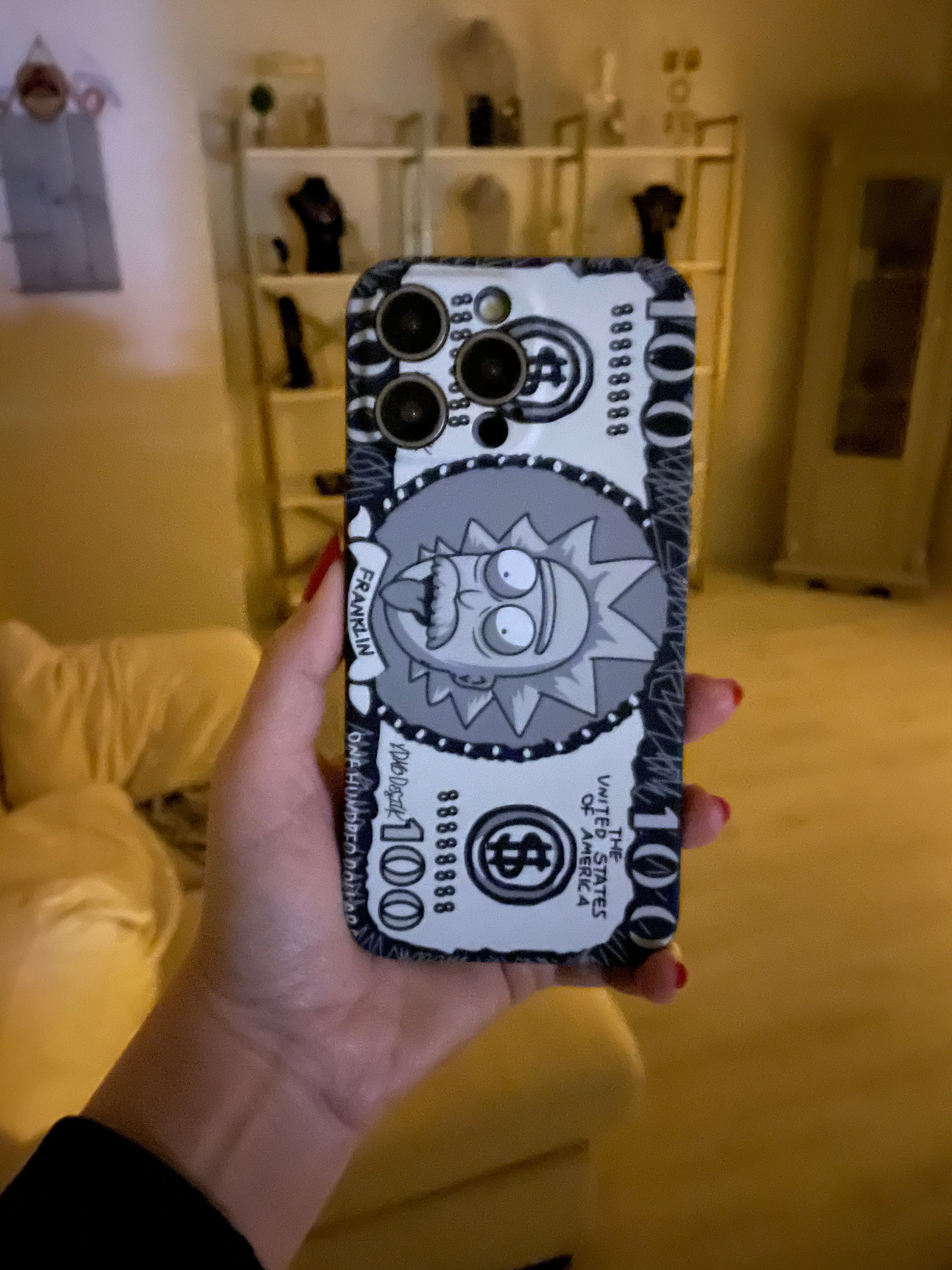 Gece Parlayan Fosforlu Dolar Desenli Kılıf