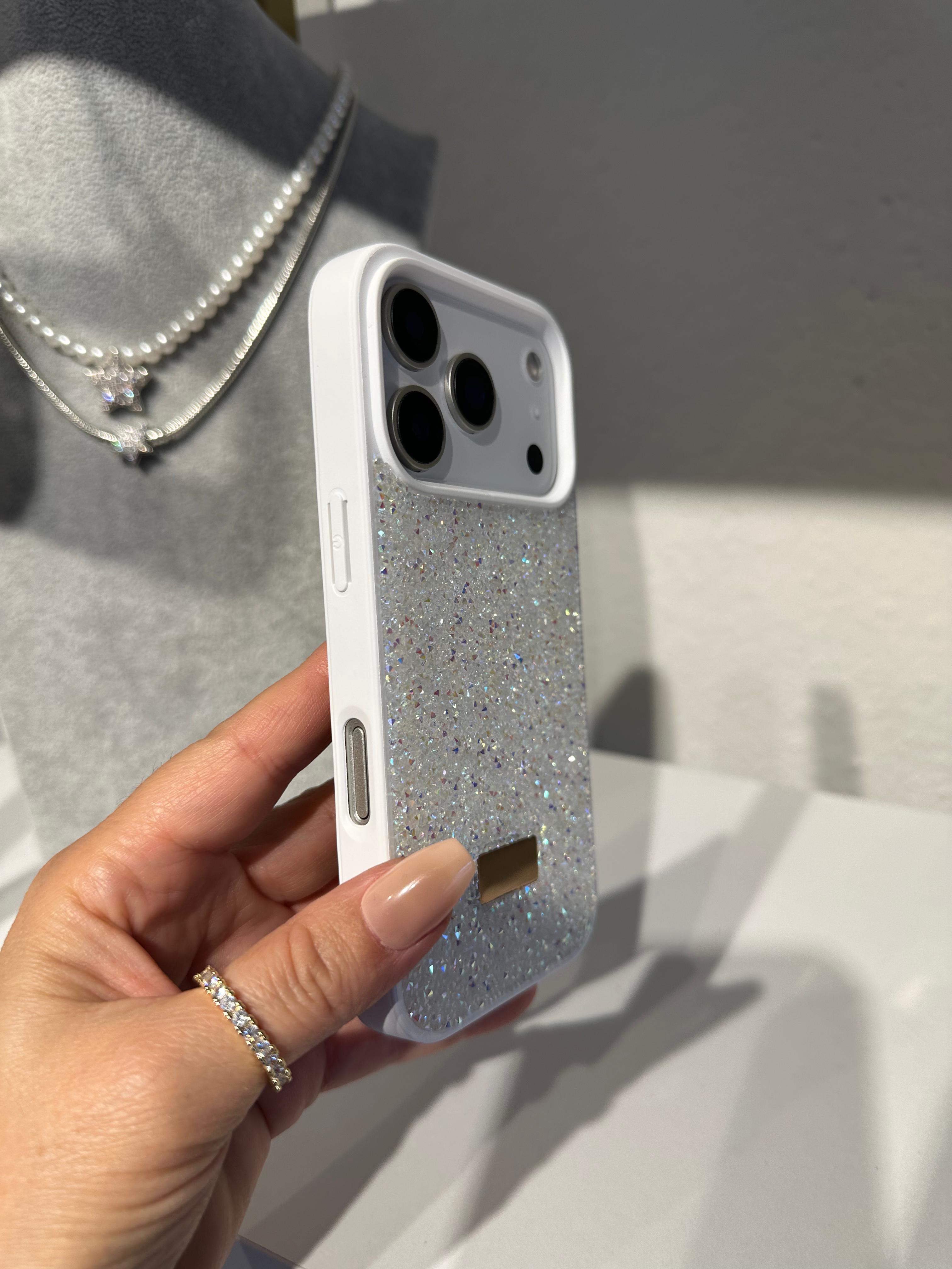 Diamond Simli Kılıf - Beyaz