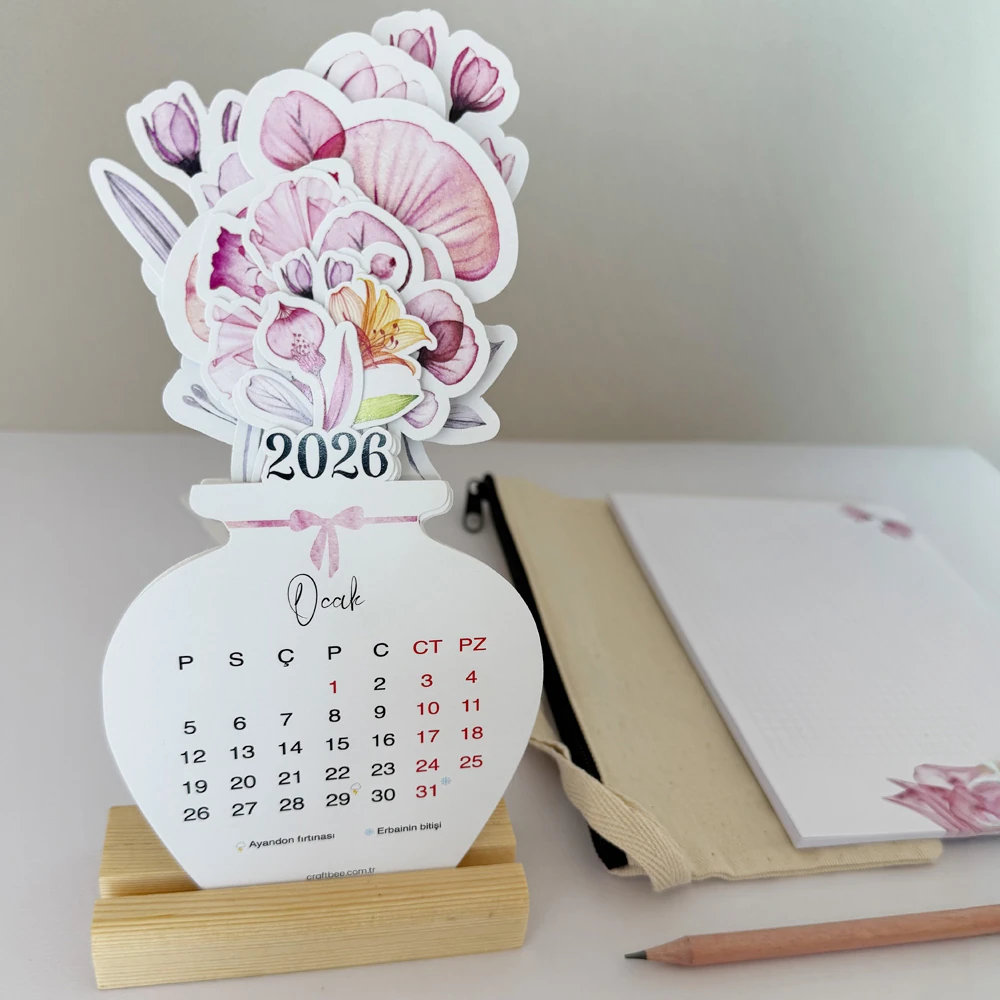 Doğanın Döngüsü Çiçekli Masaüstü Takvim Seti