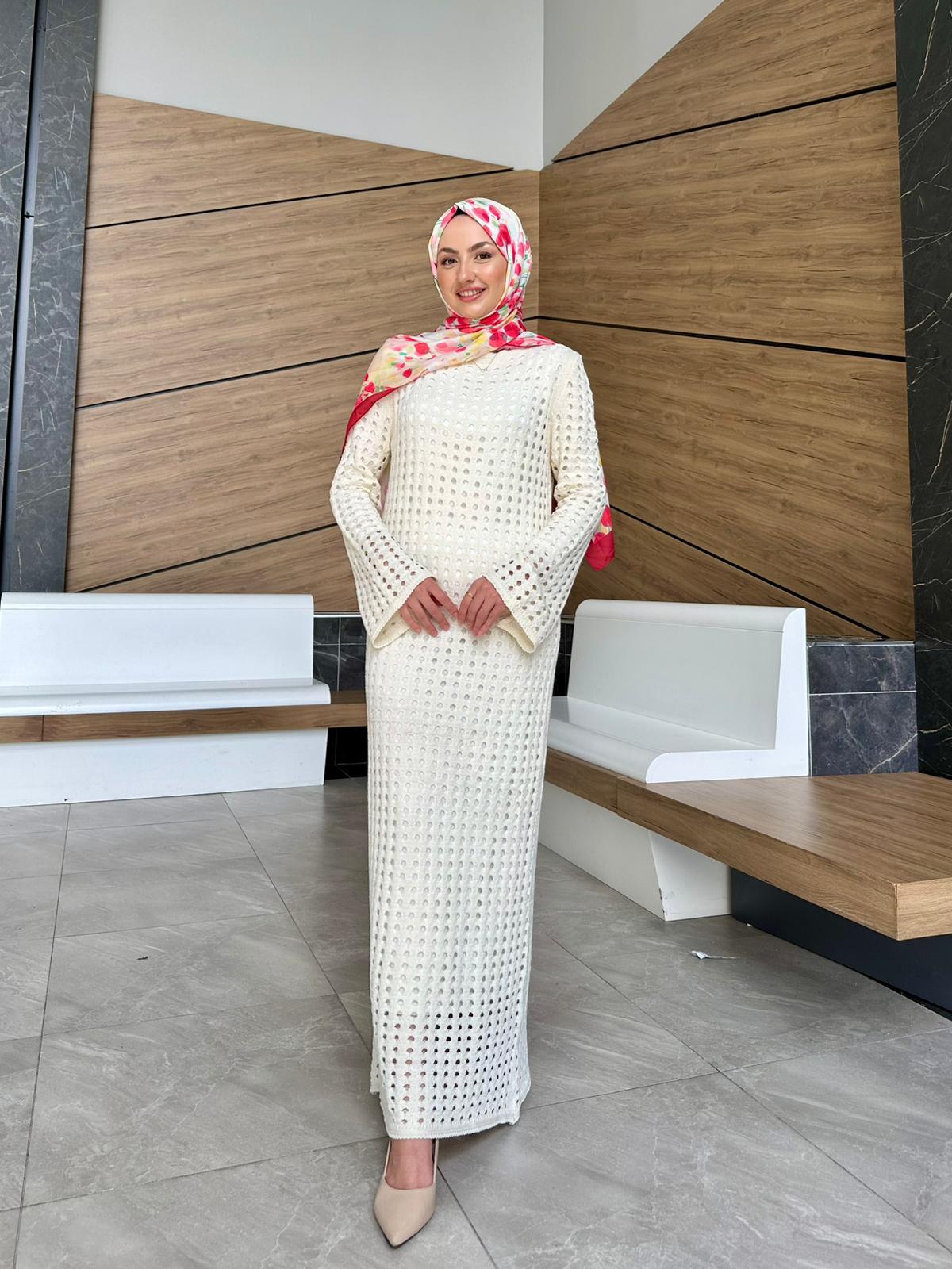 Astarlı Triko Elbise - Bej