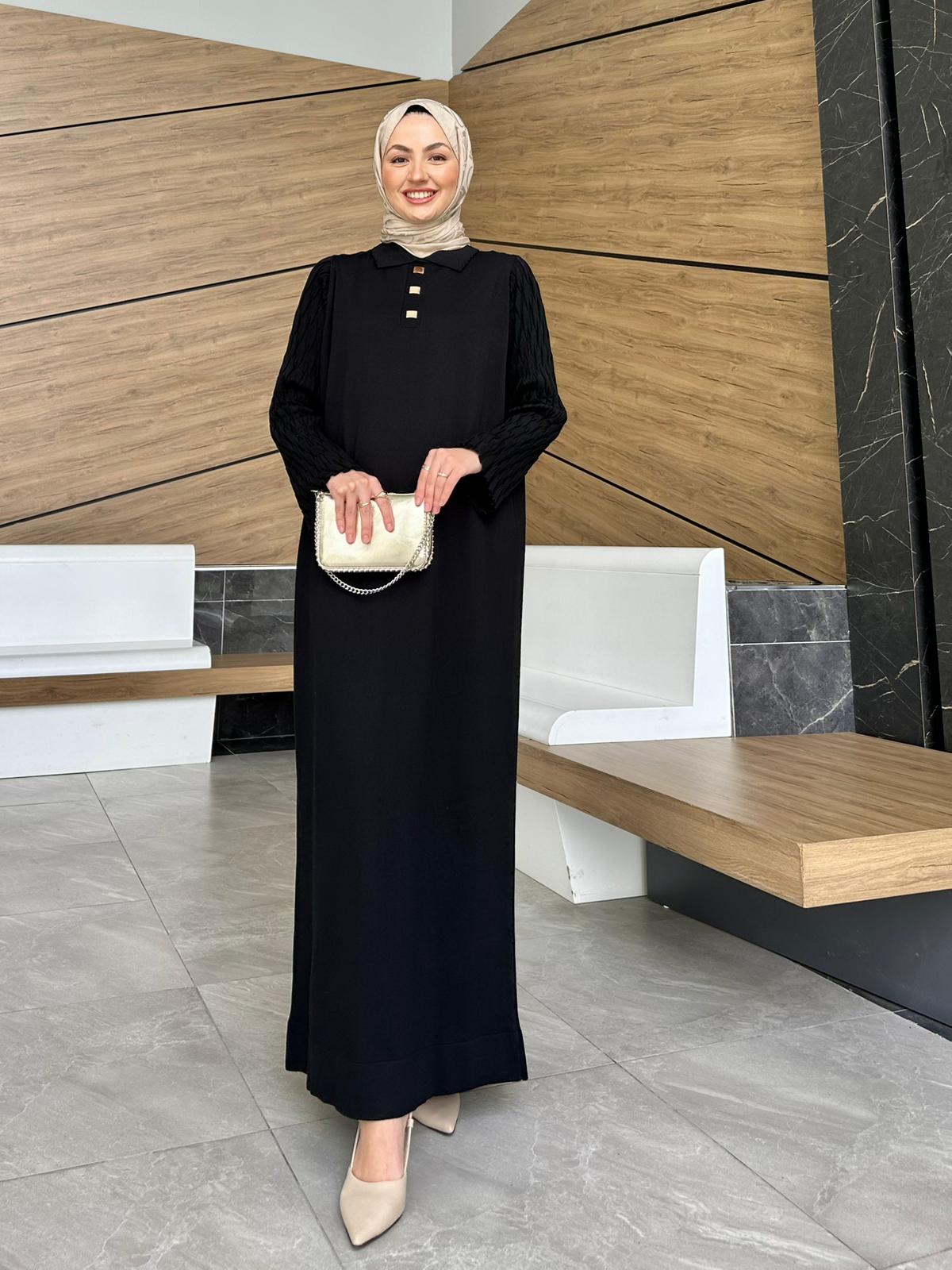 Kolu Örme Detay Efruz Merserize Elbise