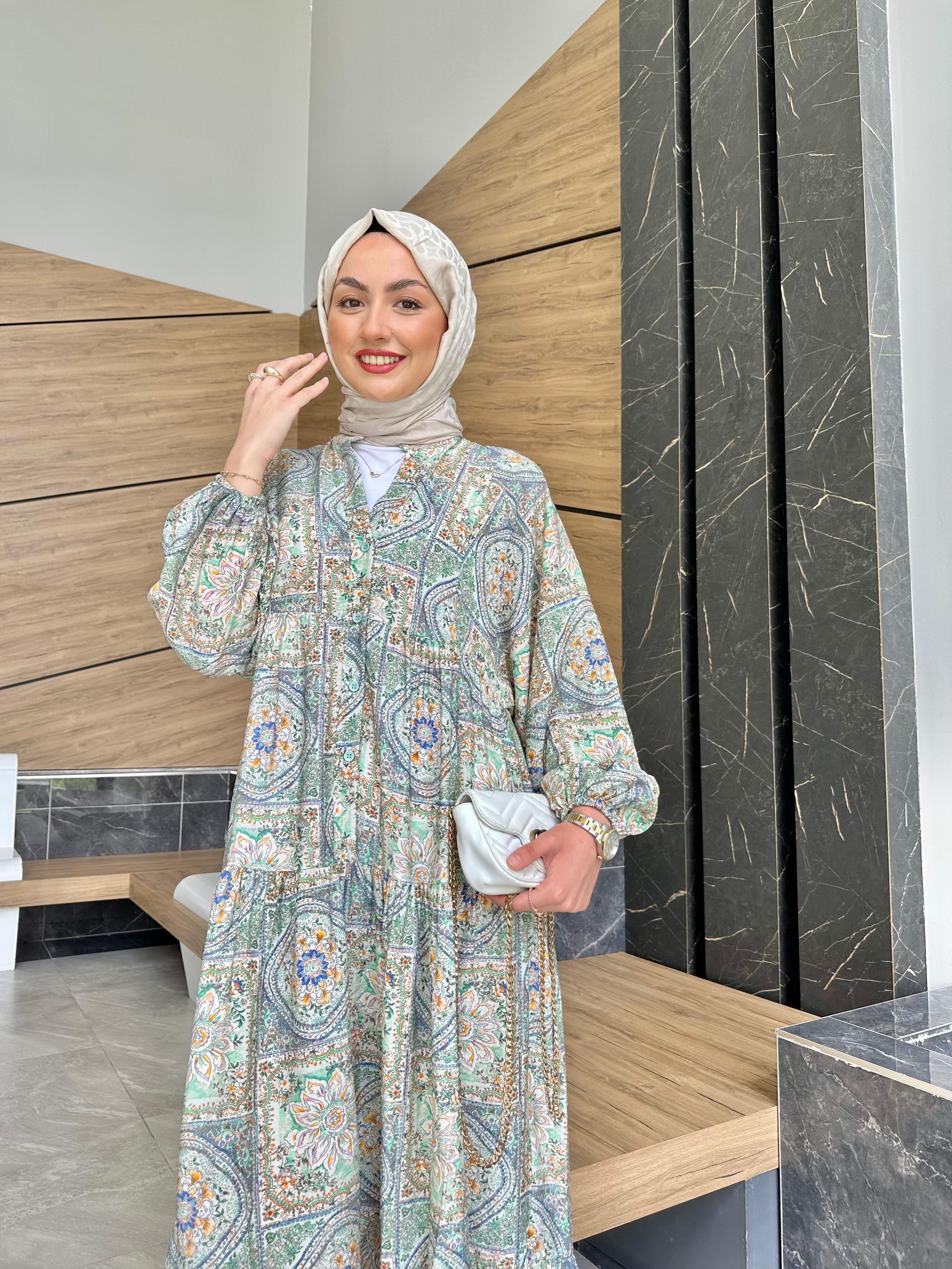 Soft Desen Mango Pamuk Elbise 
