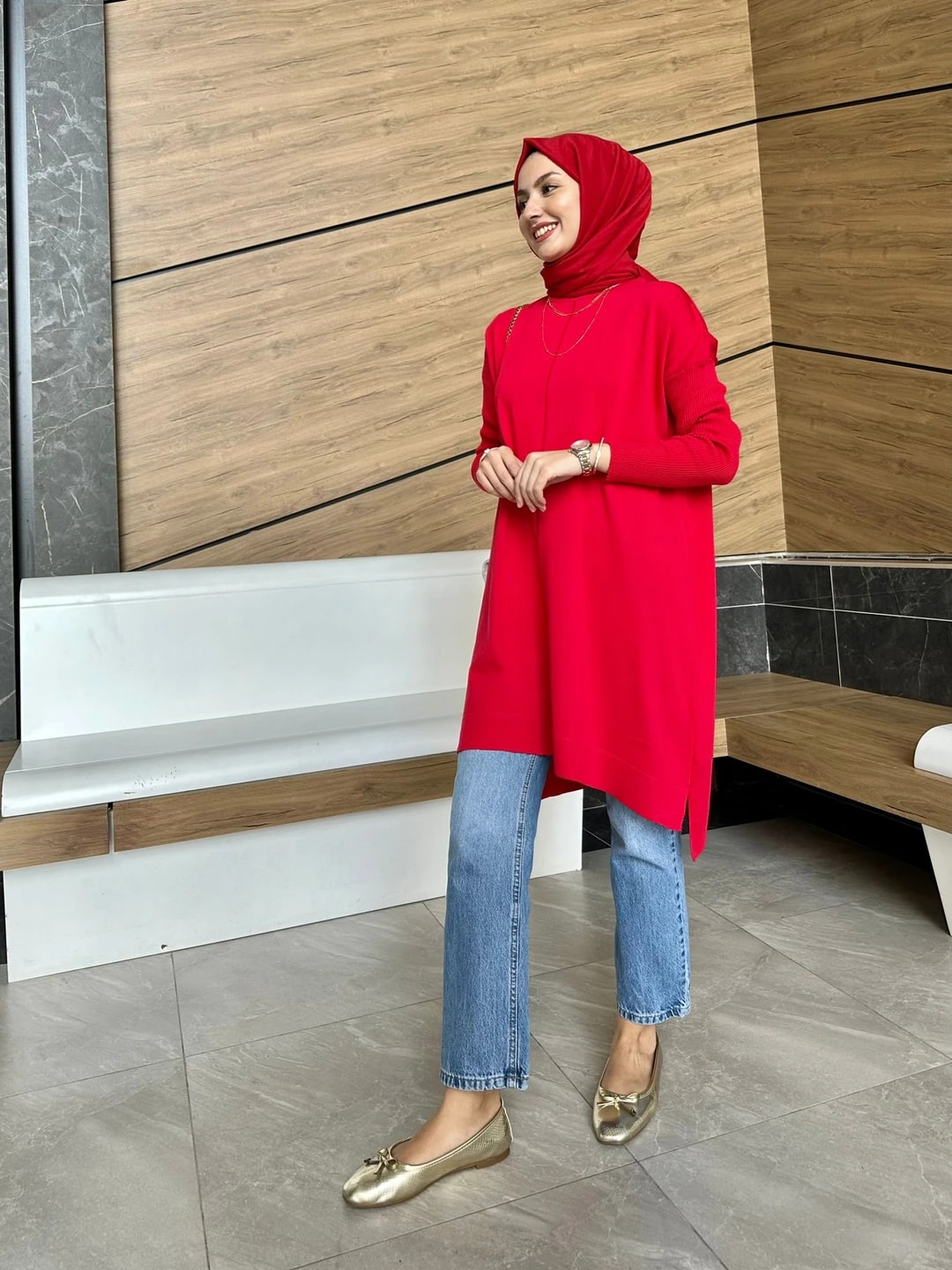 Serra Merserize Tunik - Kırmızı