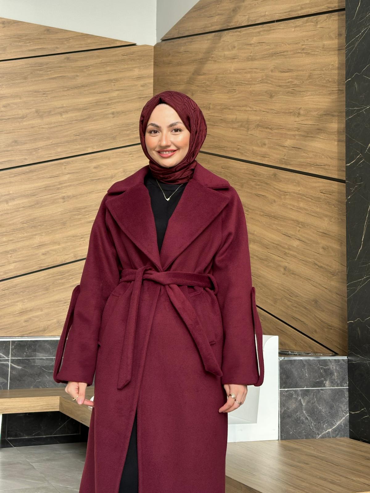 Astarlı Premium Kaşe Kaban  - Bordo