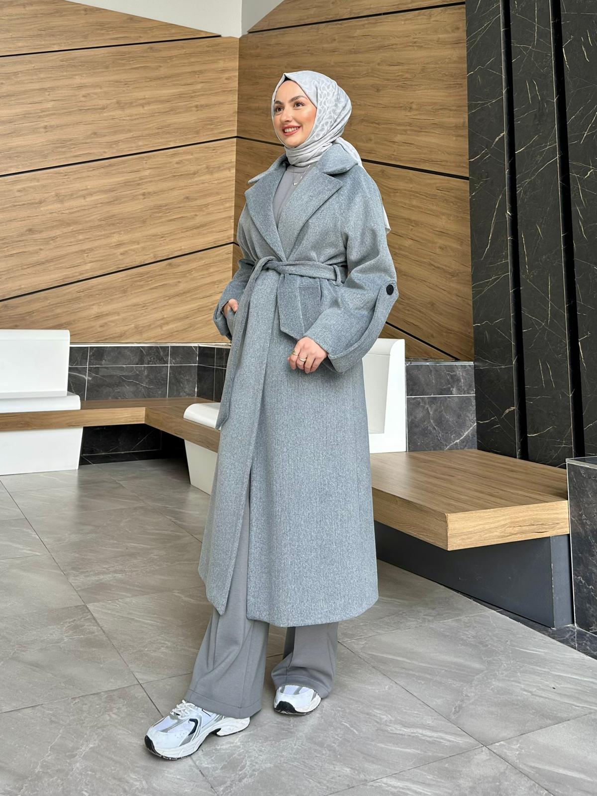 Astarlı Premium Kaşe Kaban  - Duman Gri