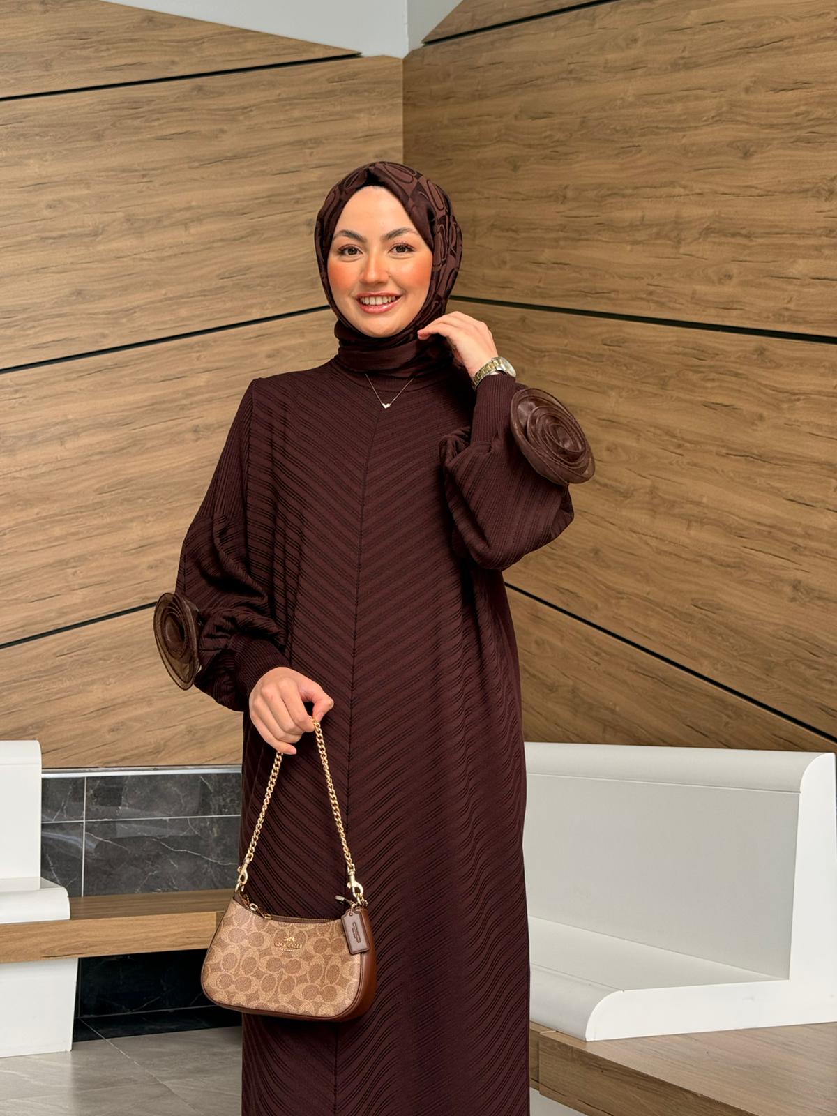 Premium Merserize Sarah Elbise  - Acı kahve