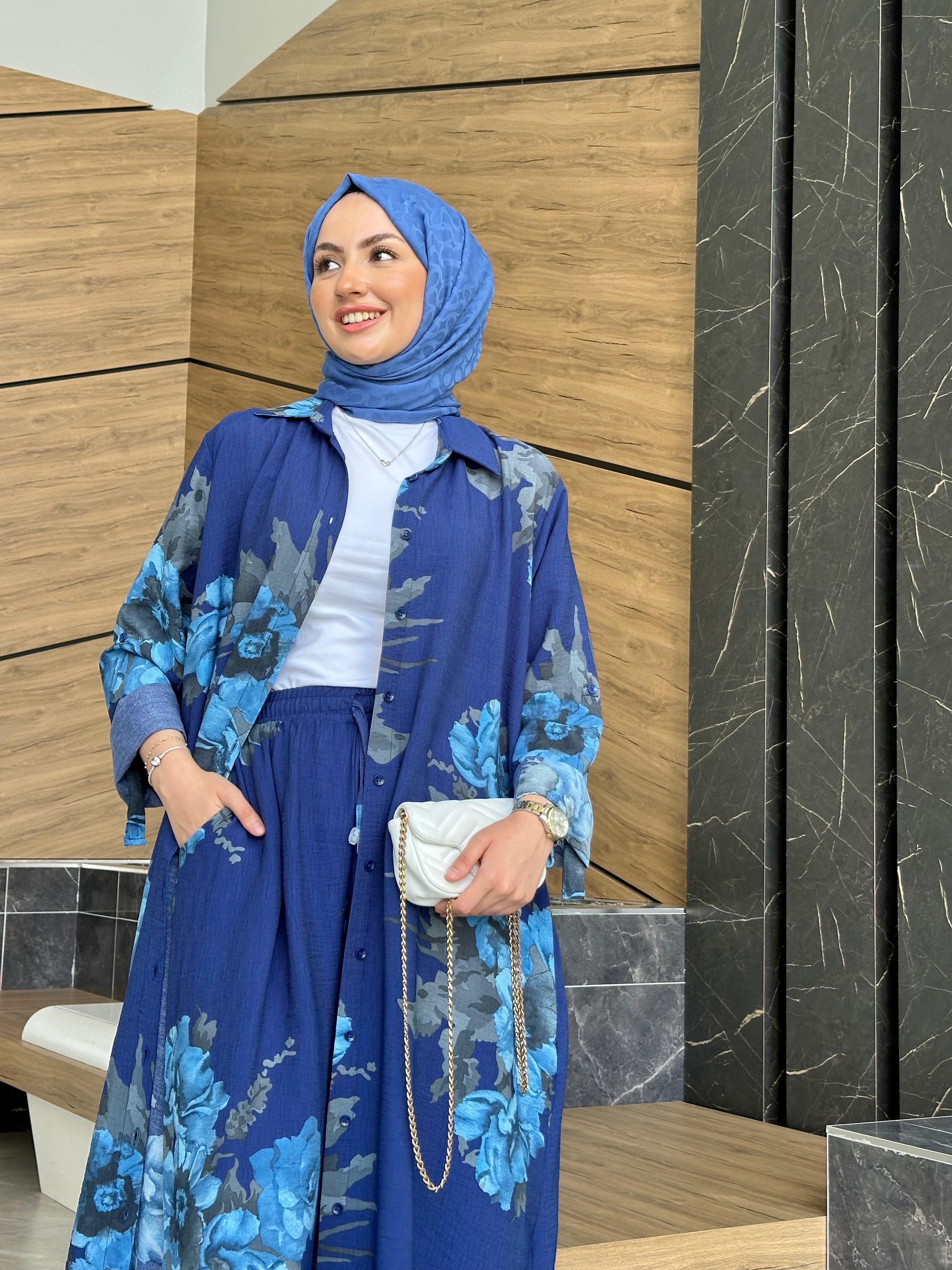 Keten Pantolonlu  Selvi Takım - Lacivert