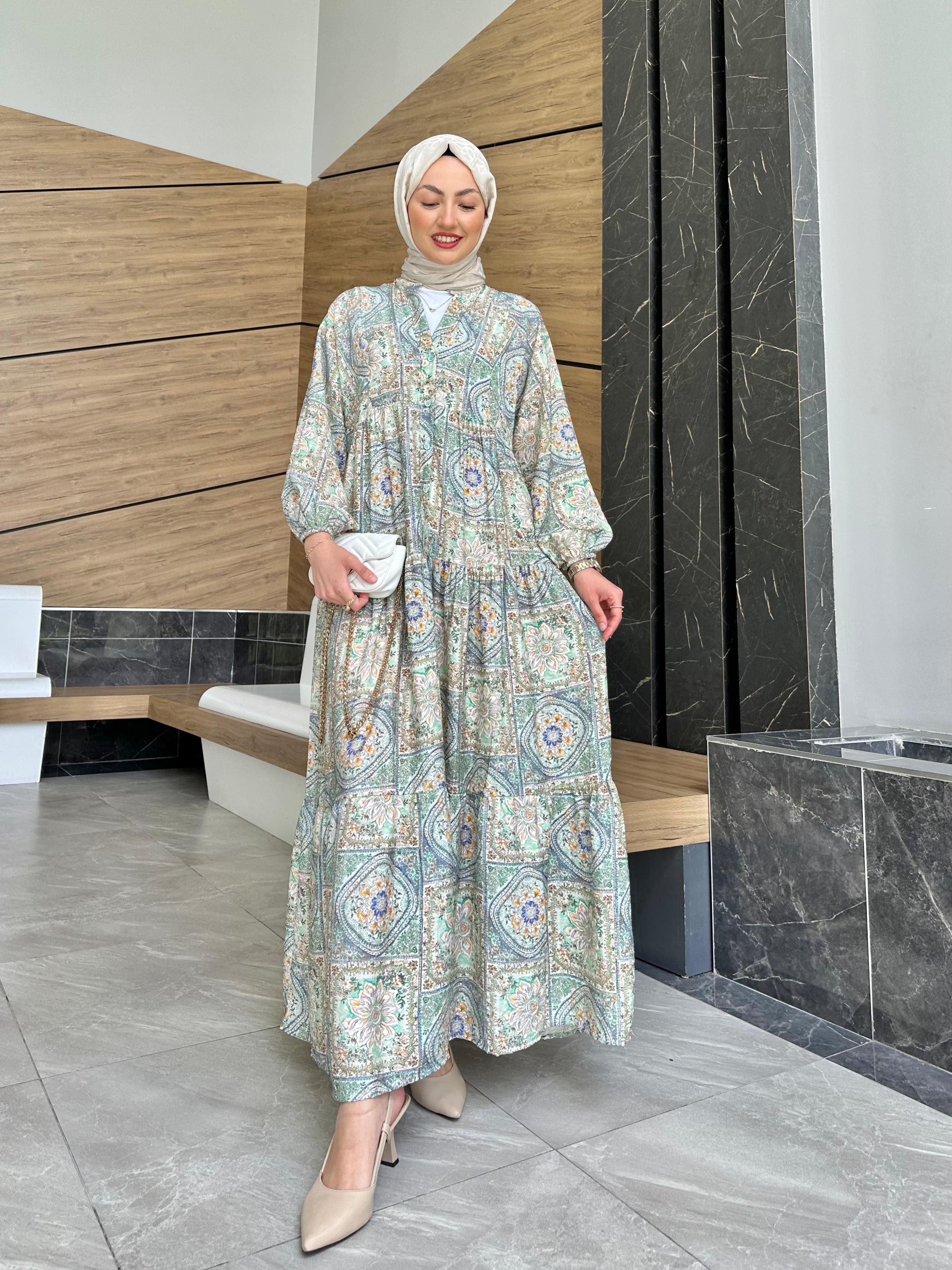 Soft Desen Mango Pamuk Elbise 