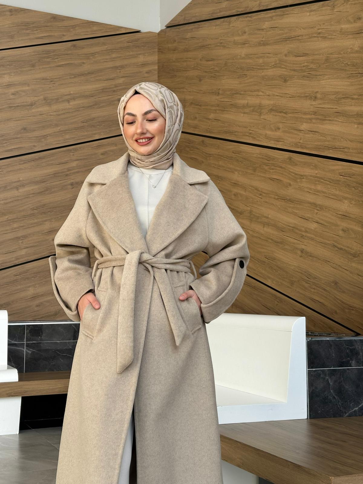 Astarlı Premium Kaşe Kaban  - Vizon