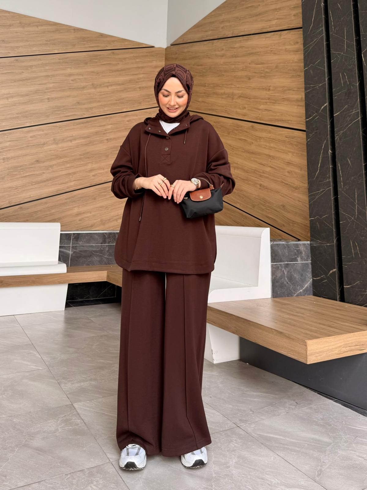 Double Oysh Kumaş Nancy Takım - Acı kahve