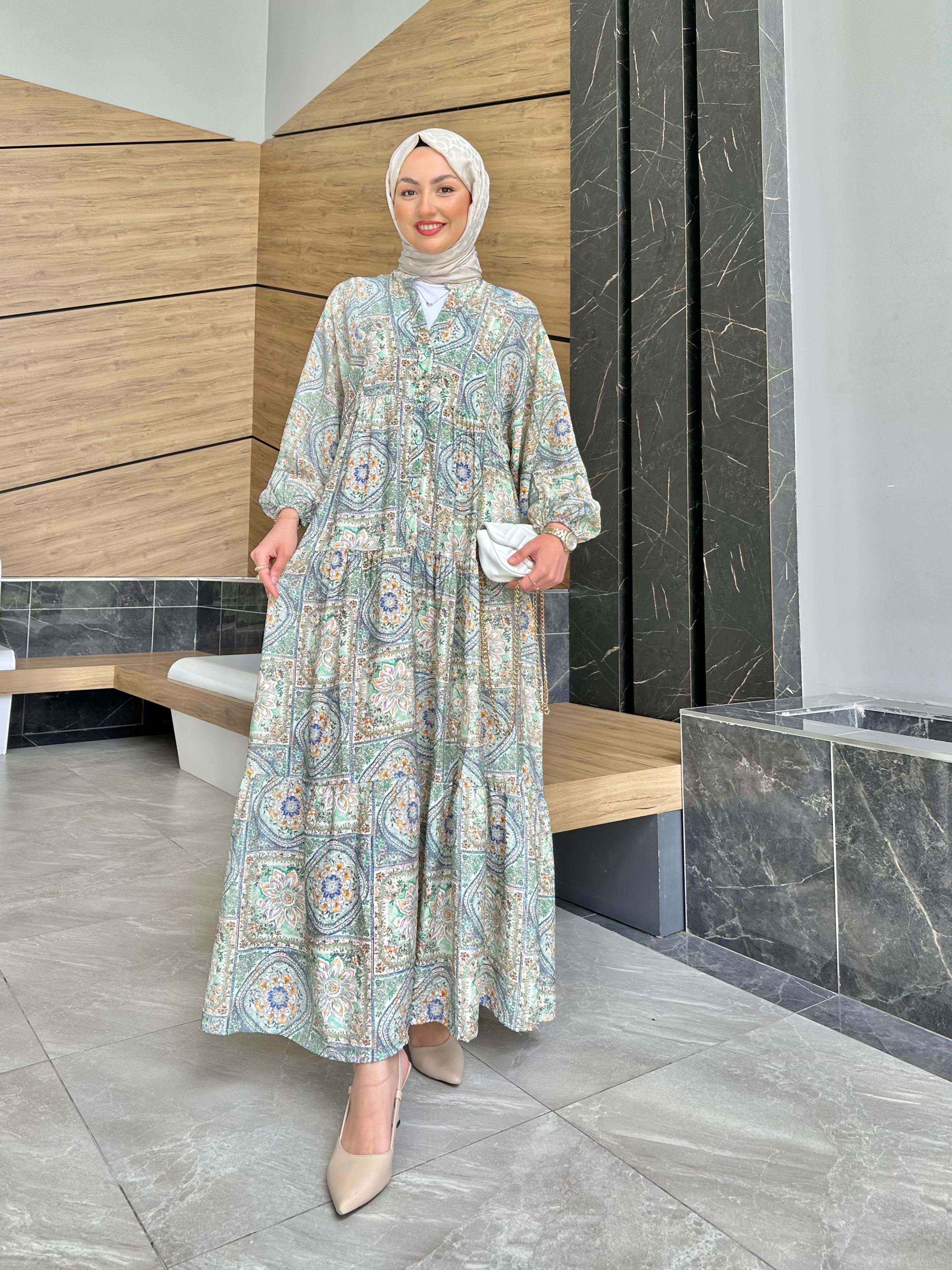 Soft Desen Mango Pamuk Elbise 