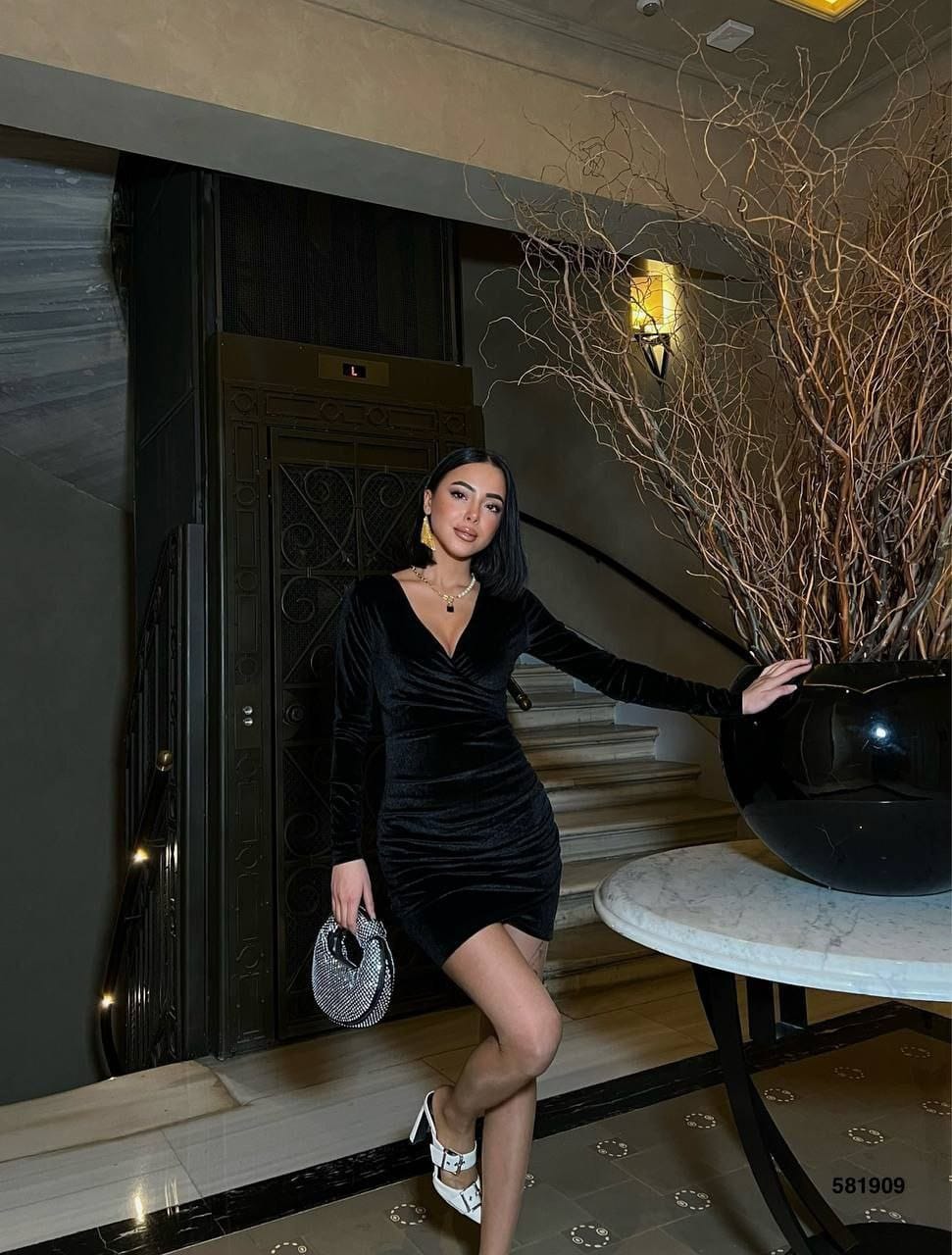 KADİFE MİDİ ELBİSE