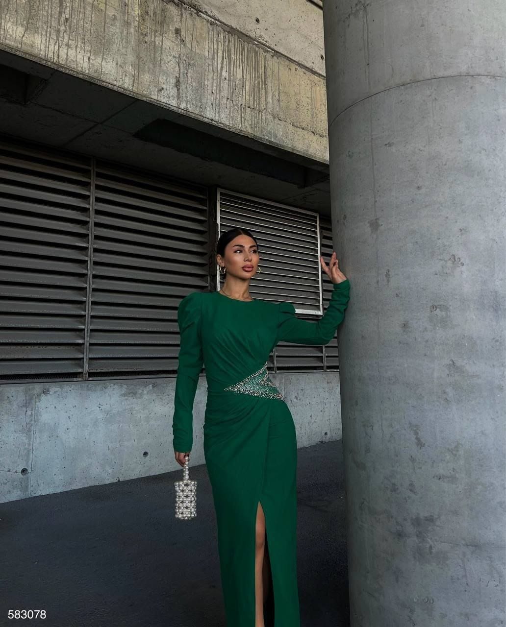 SCUBA DERİN YIRTMAÇLI ELBİSE