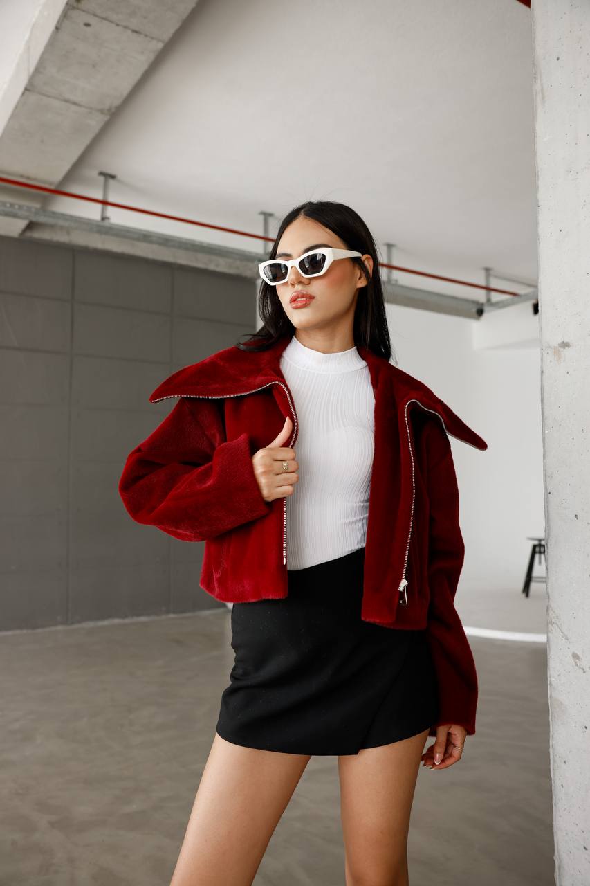 ELEGANCE KÜRK MONT KIRMIZI