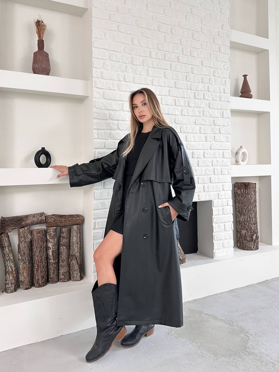 UZUN SUNİ DERİ CEKET