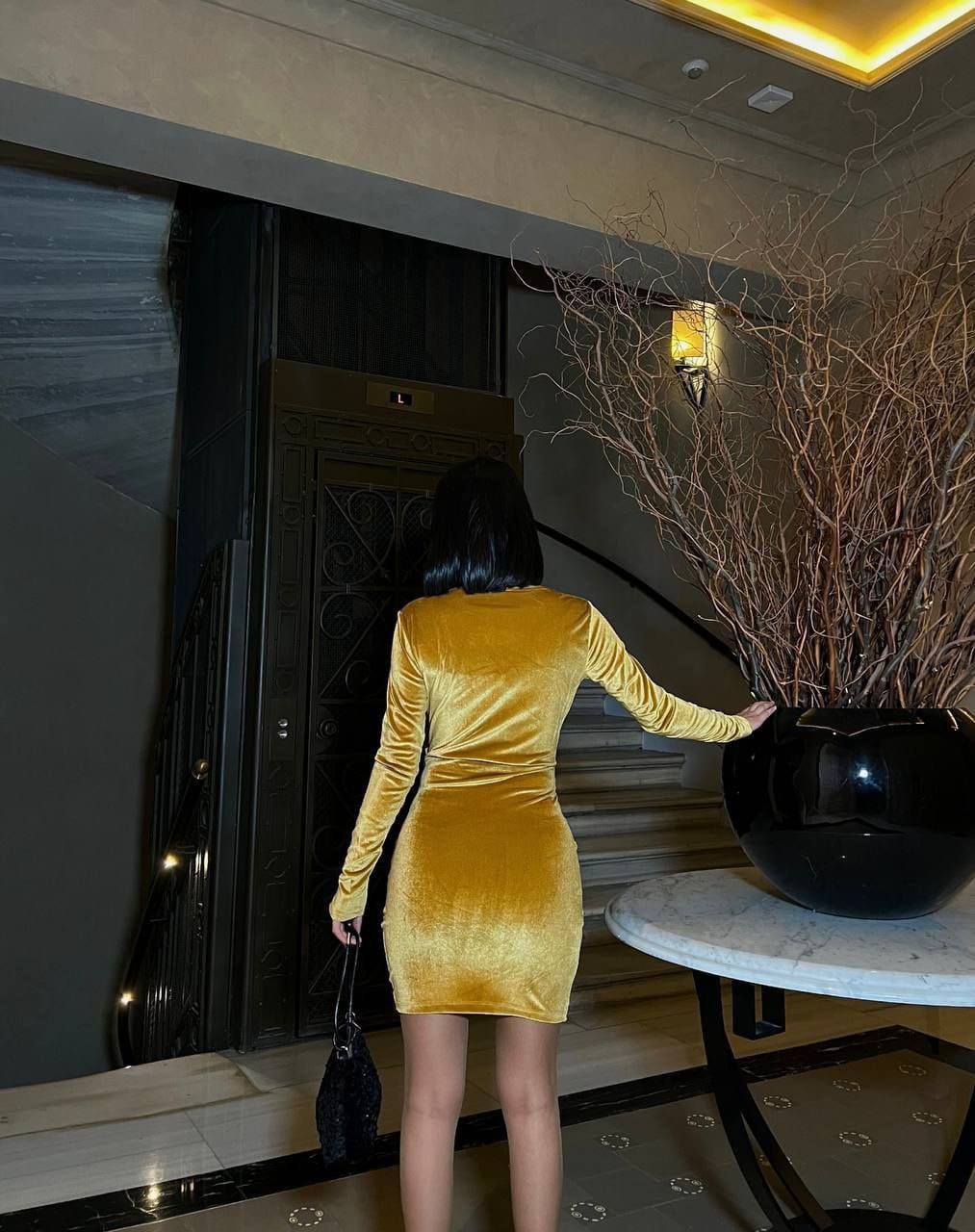 KADİFE MİDİ ELBİSE