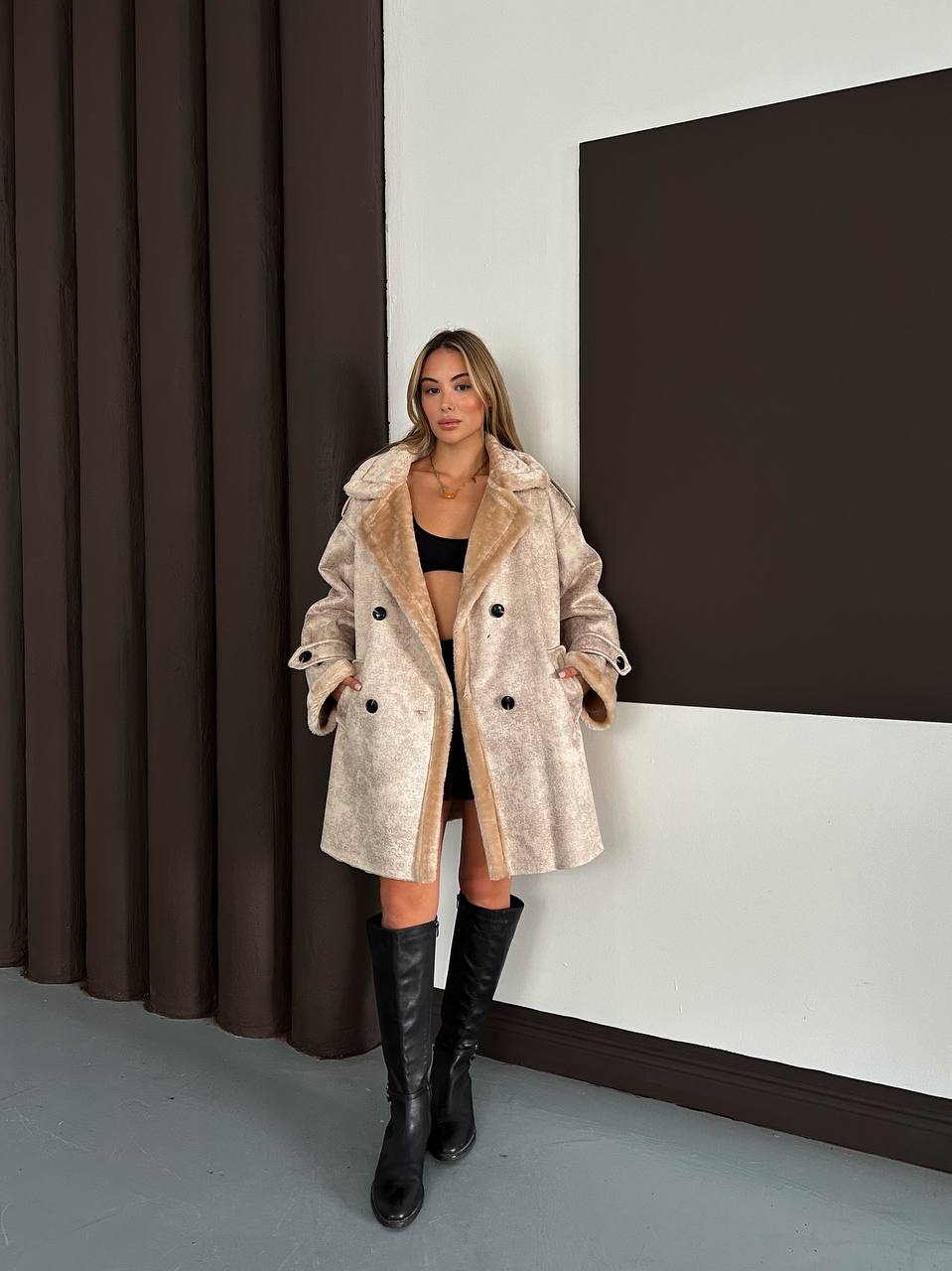 SUNİ KÜRK UZUN PALTO