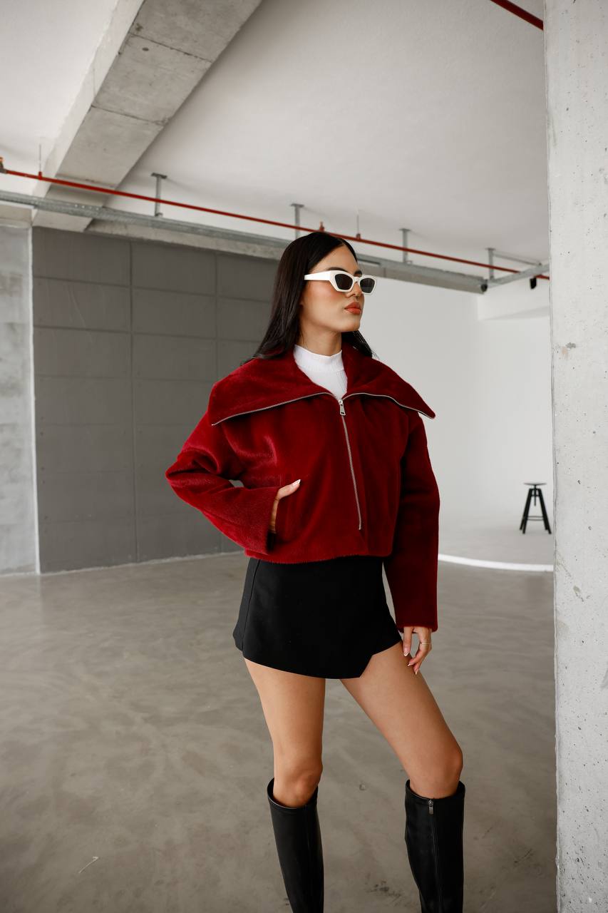 ELEGANCE KÜRK MONT KIRMIZI