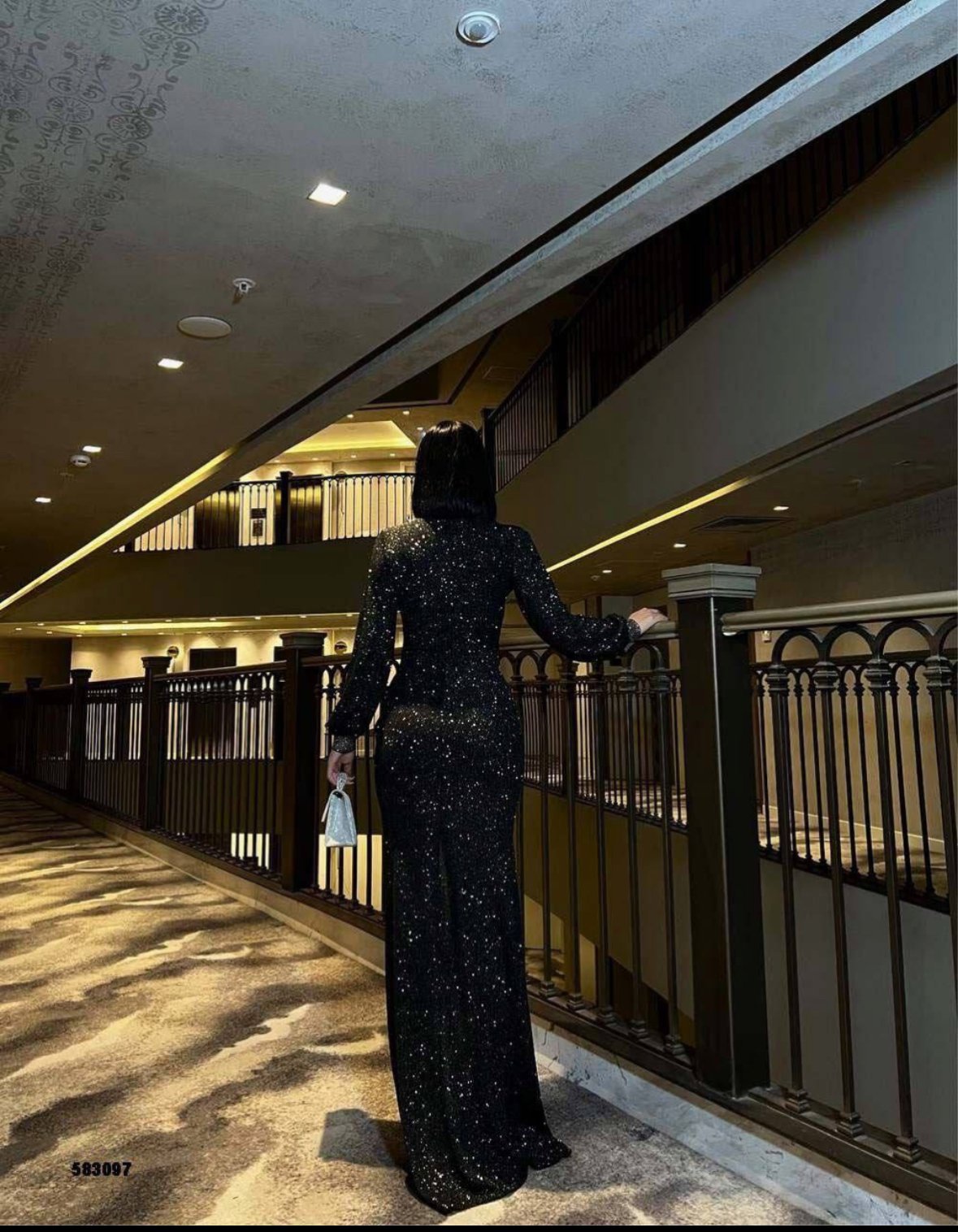 FUKURO YIRTMAÇLI BELİ TAŞLI MAXİ ELBİSE