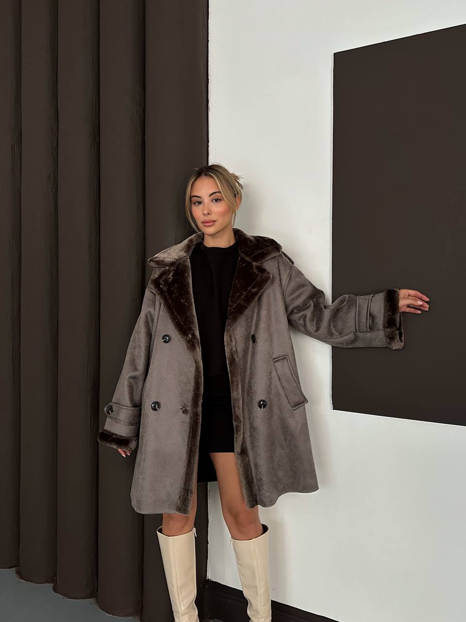 SUNİ KÜRK UZUN PALTO