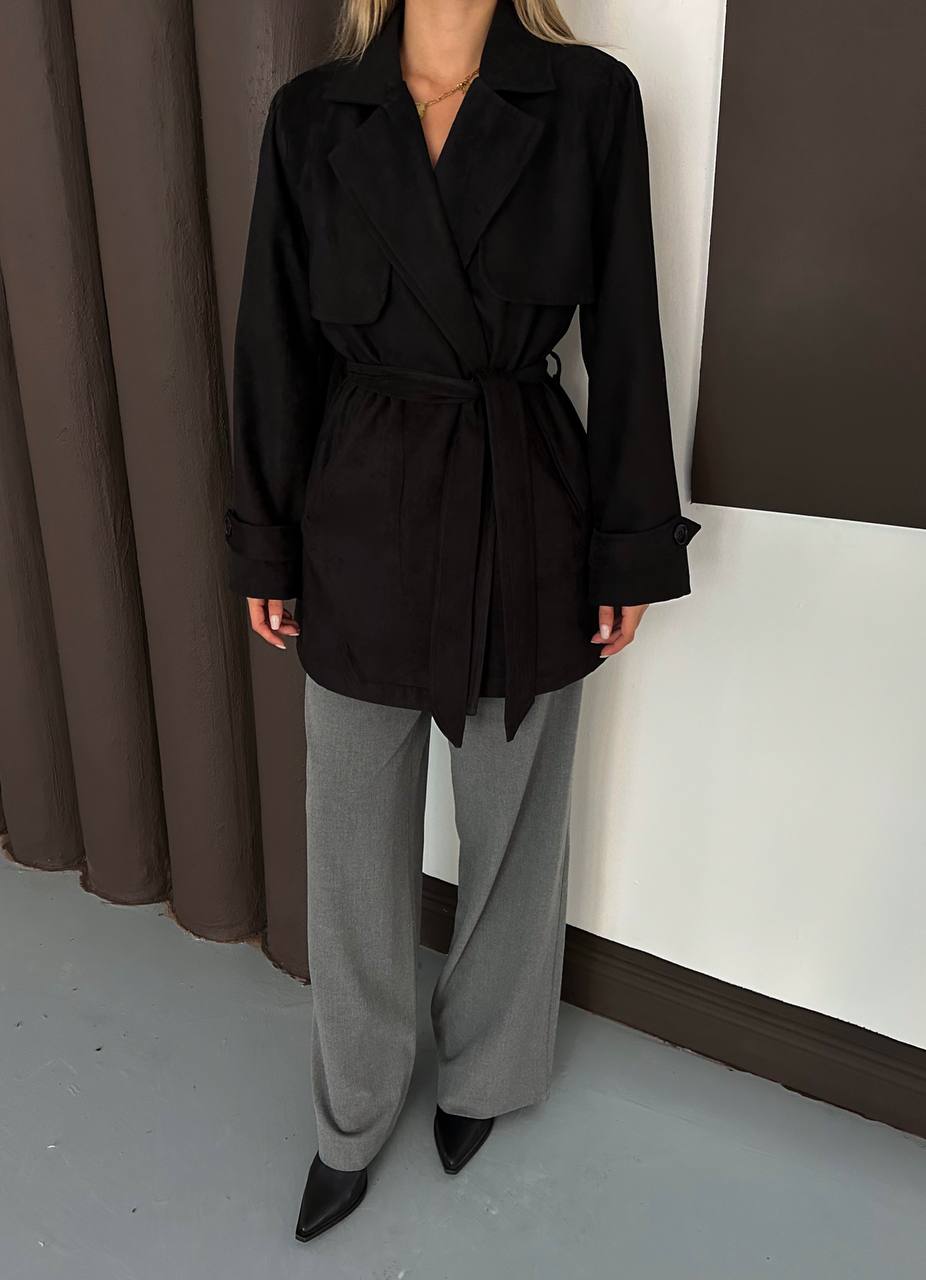 SUNİ SÜET UZUN CEKET