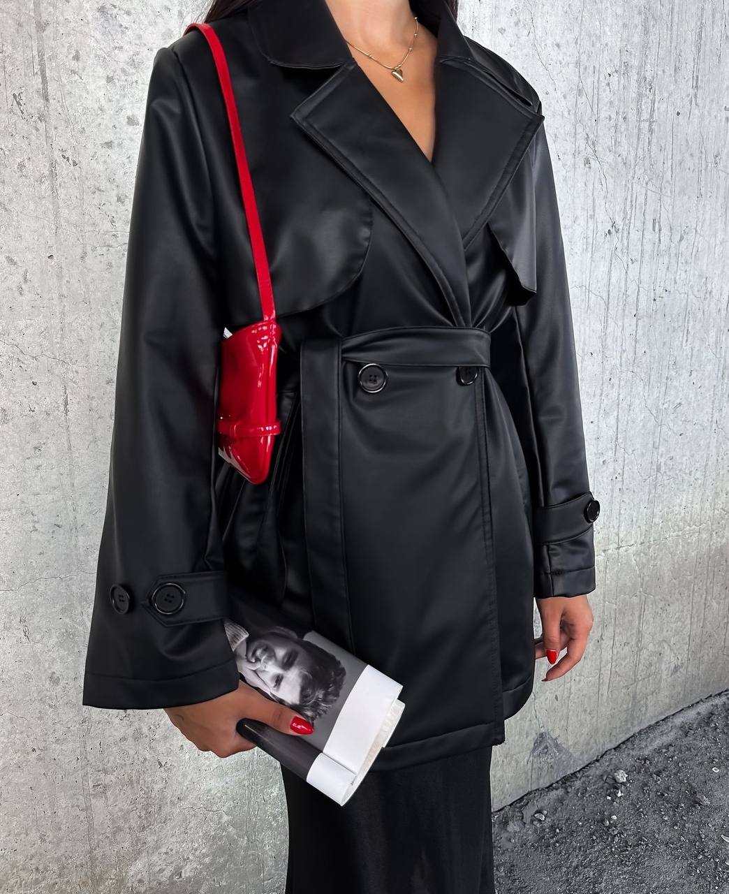 SUNİ KEMERLİ DERİ CEKET