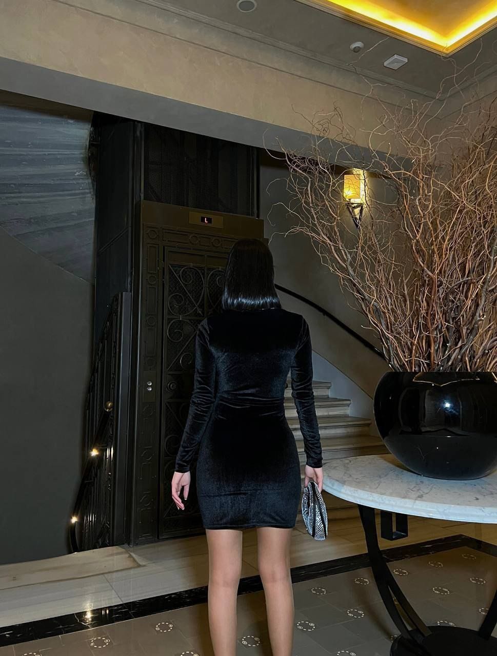 KADİFE MİDİ ELBİSE