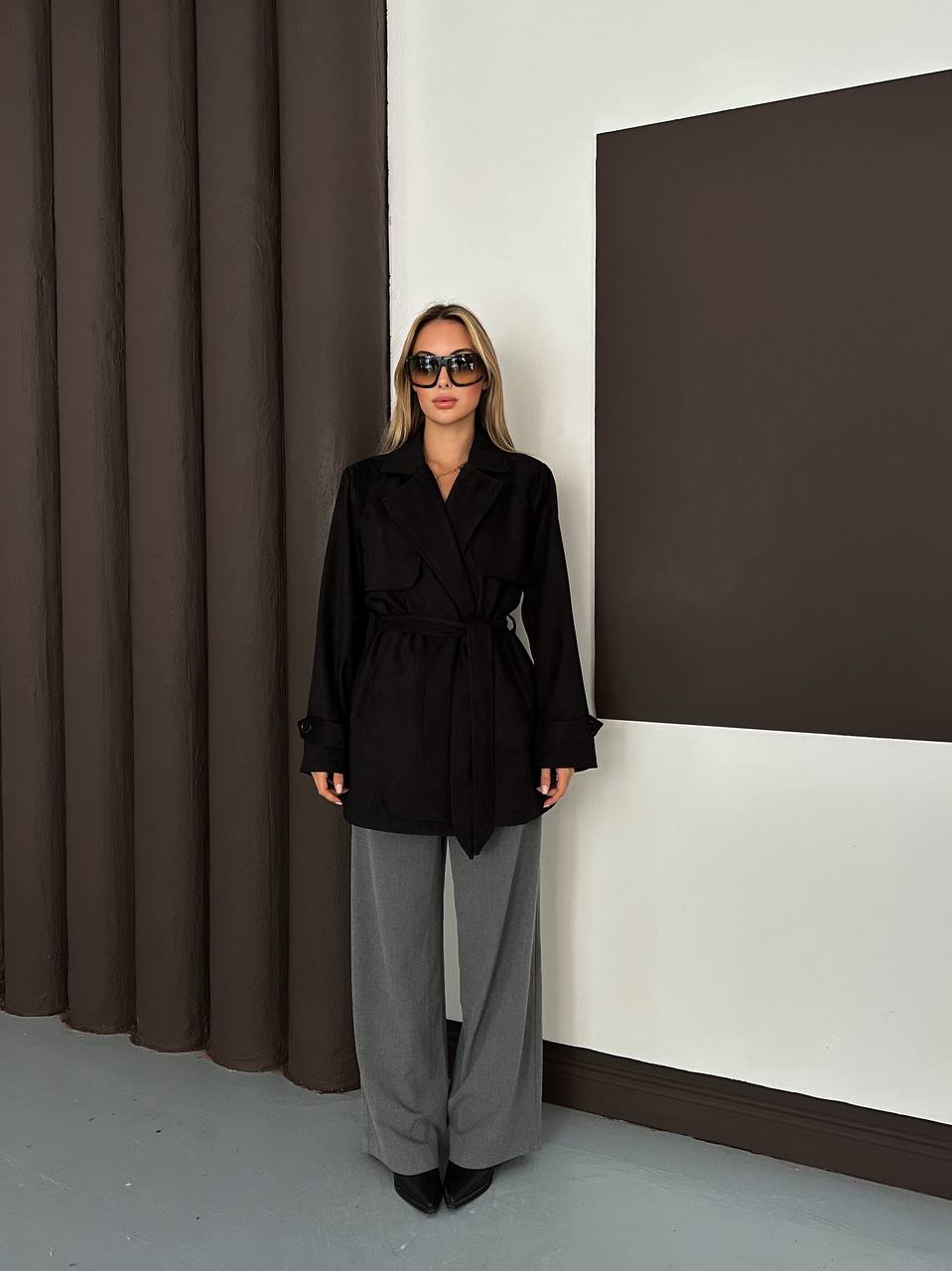 SUNİ SÜET UZUN CEKET