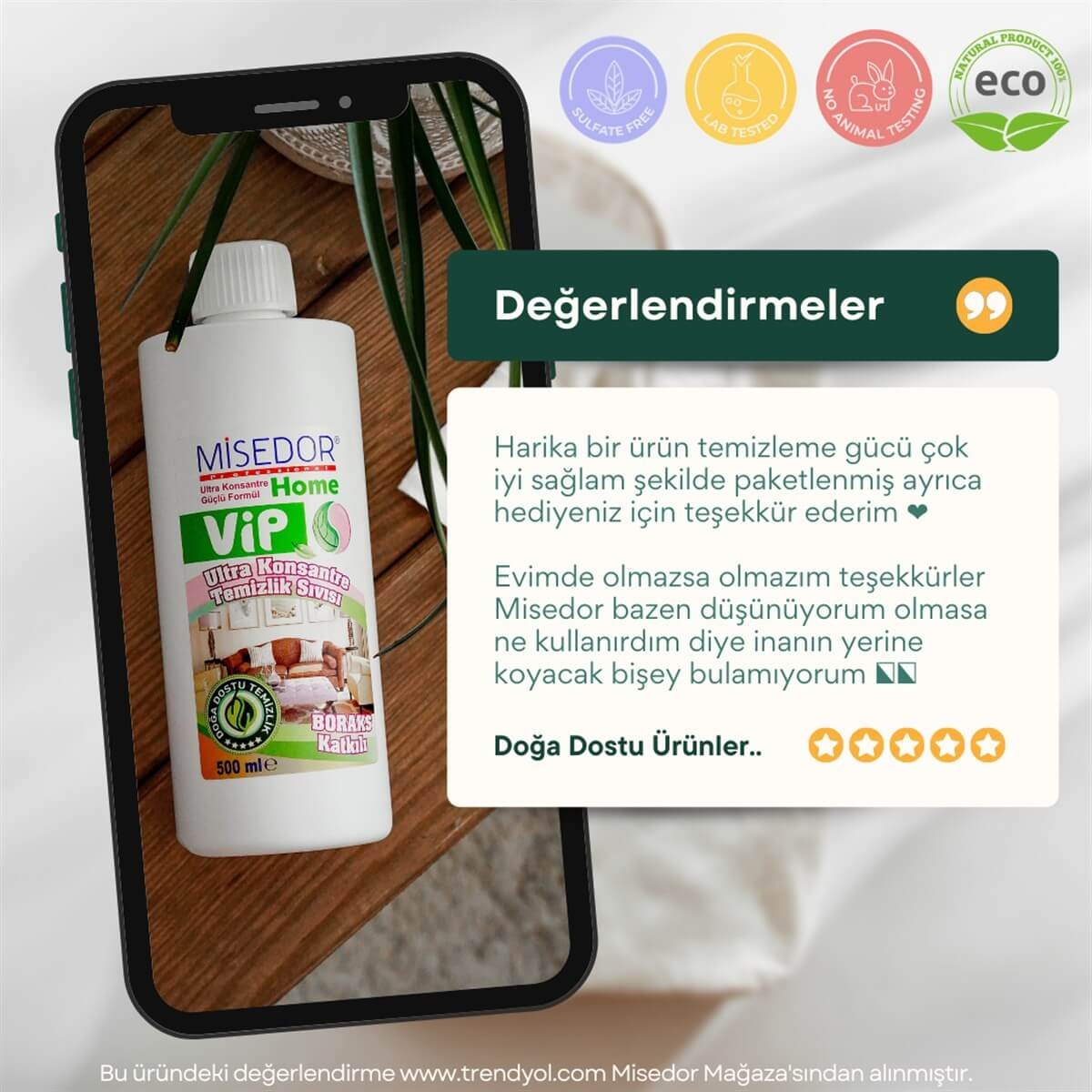 Misedor 3'lü Set Vip Doğal Genel Temizlik Sıvısı 500 ml