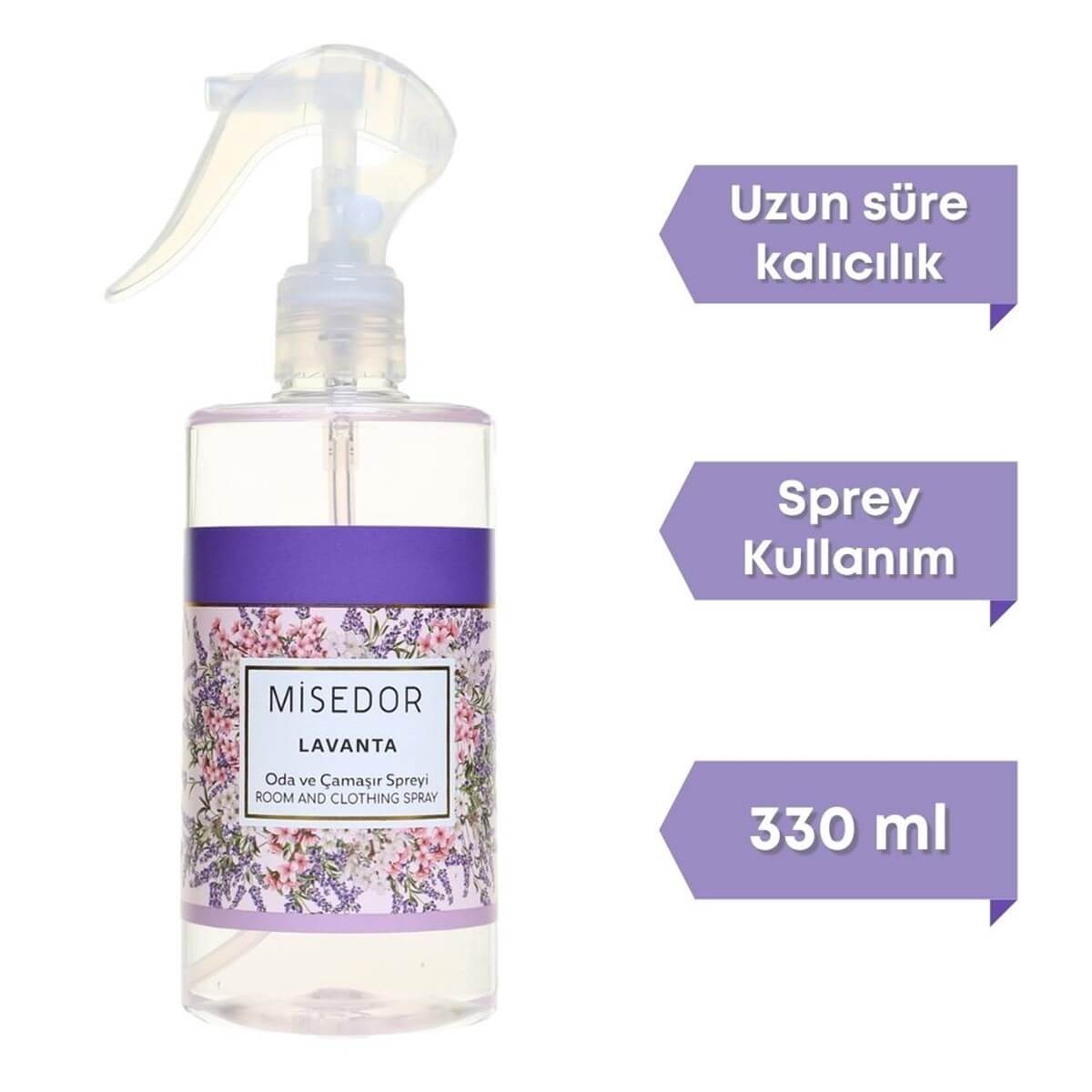 Misedor 2'li Set Lavanta Oda Kokusu ve Çamaşır Parfümü 330 ml