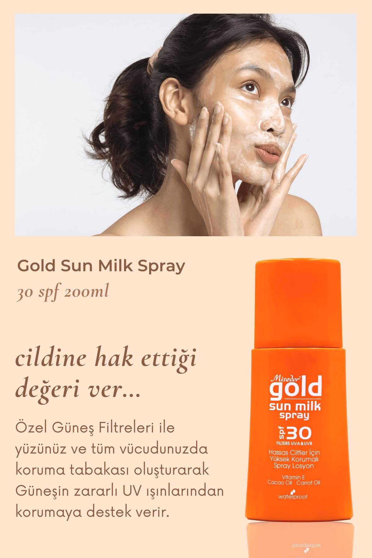 Misedor Gold Natural Güneş Kremi 30 spf 200 ml