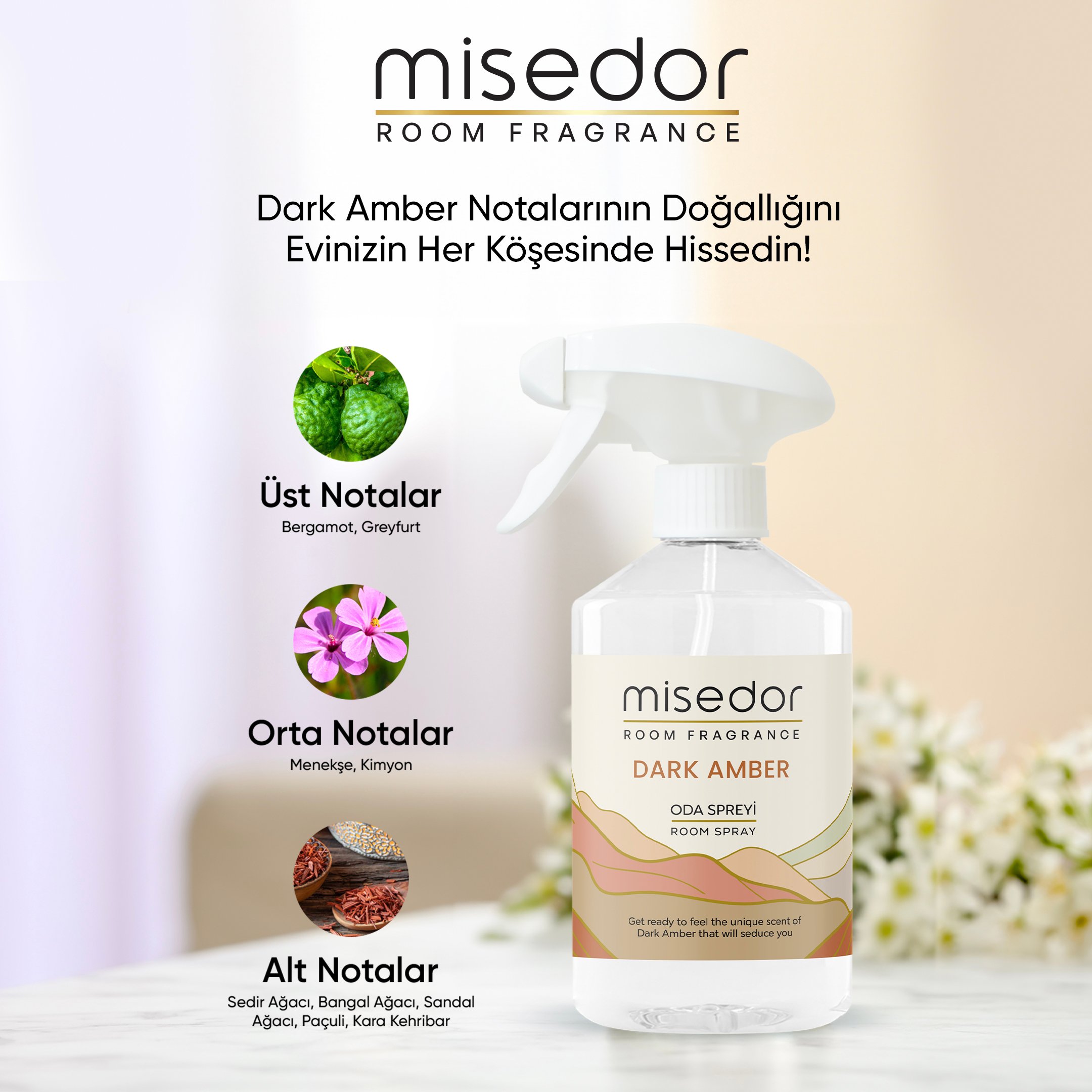 Misedor Dark Amber Oda Spreyi 500 ml