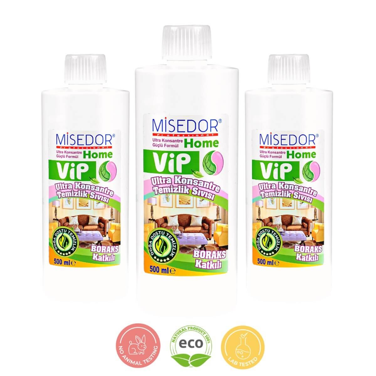 Misedor 3'lü Set Vip Doğal Genel Temizlik Sıvısı 500 ml