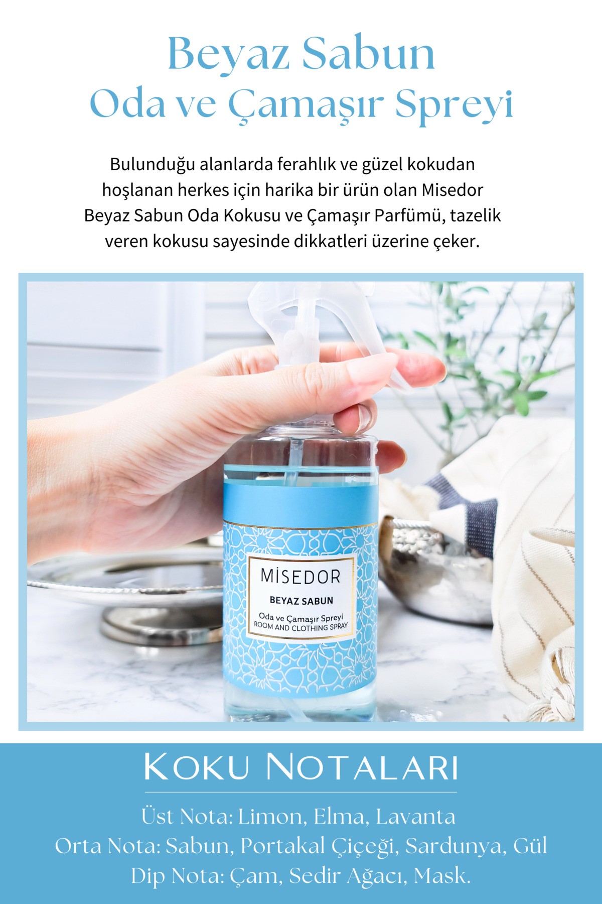 Misedor 2'li Set Beyaz Sabun ve Marine Oda ve Çamaşır Spreyi 330 ml