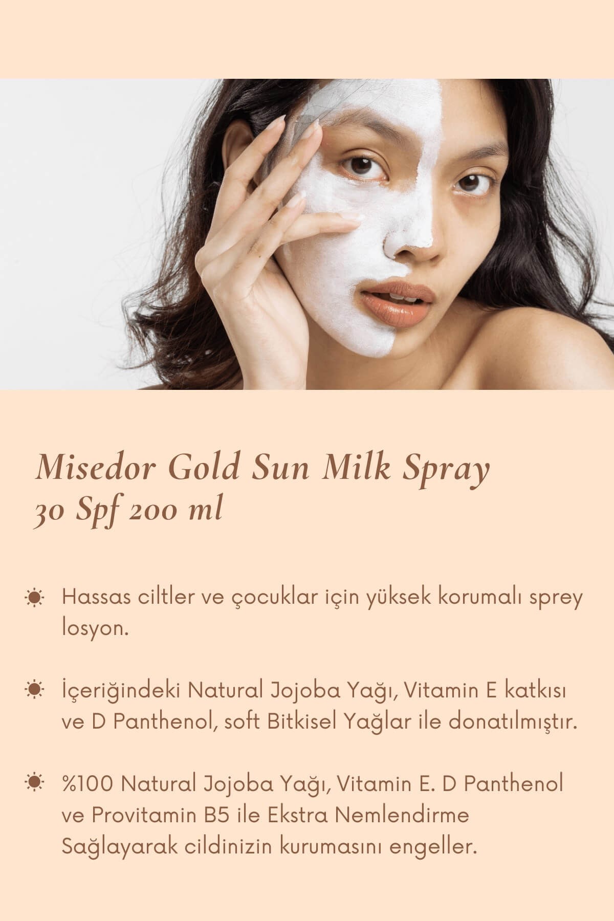 Misedor Gold Natural Güneş Kremi 30 spf 200 ml