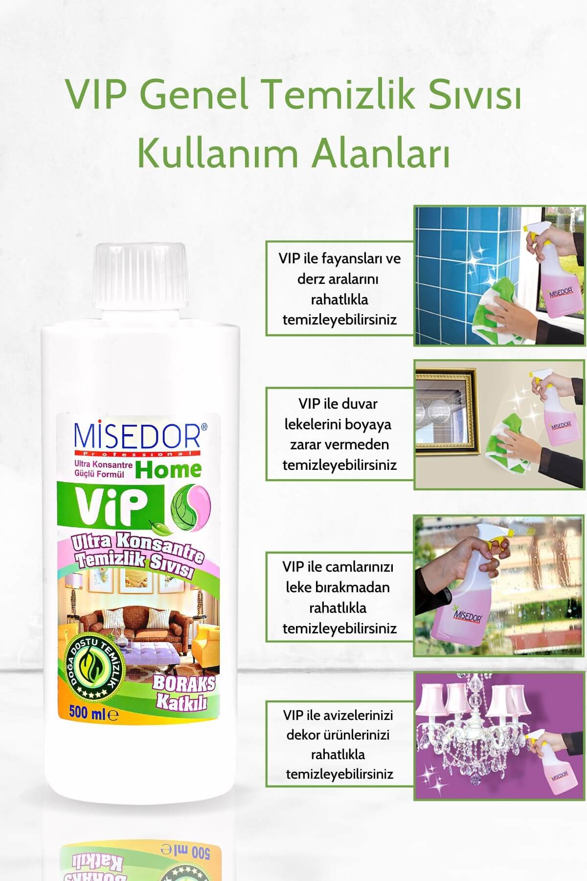 Misedor 3'lü Set Vip Doğal Genel Temizlik Sıvısı 500 ml