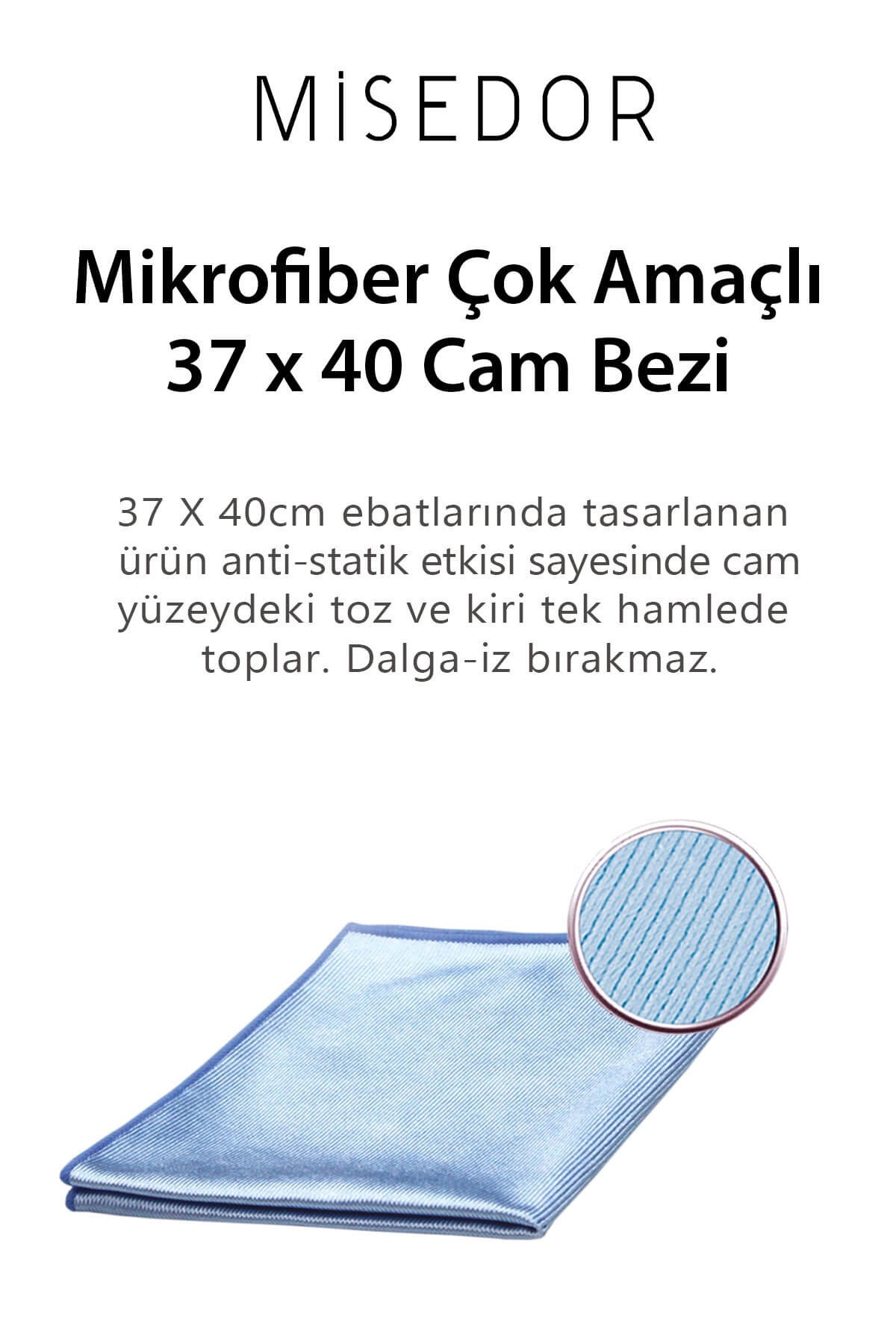 Misedor Mikrofiber Cam ve Temizlik Bezi 37x40