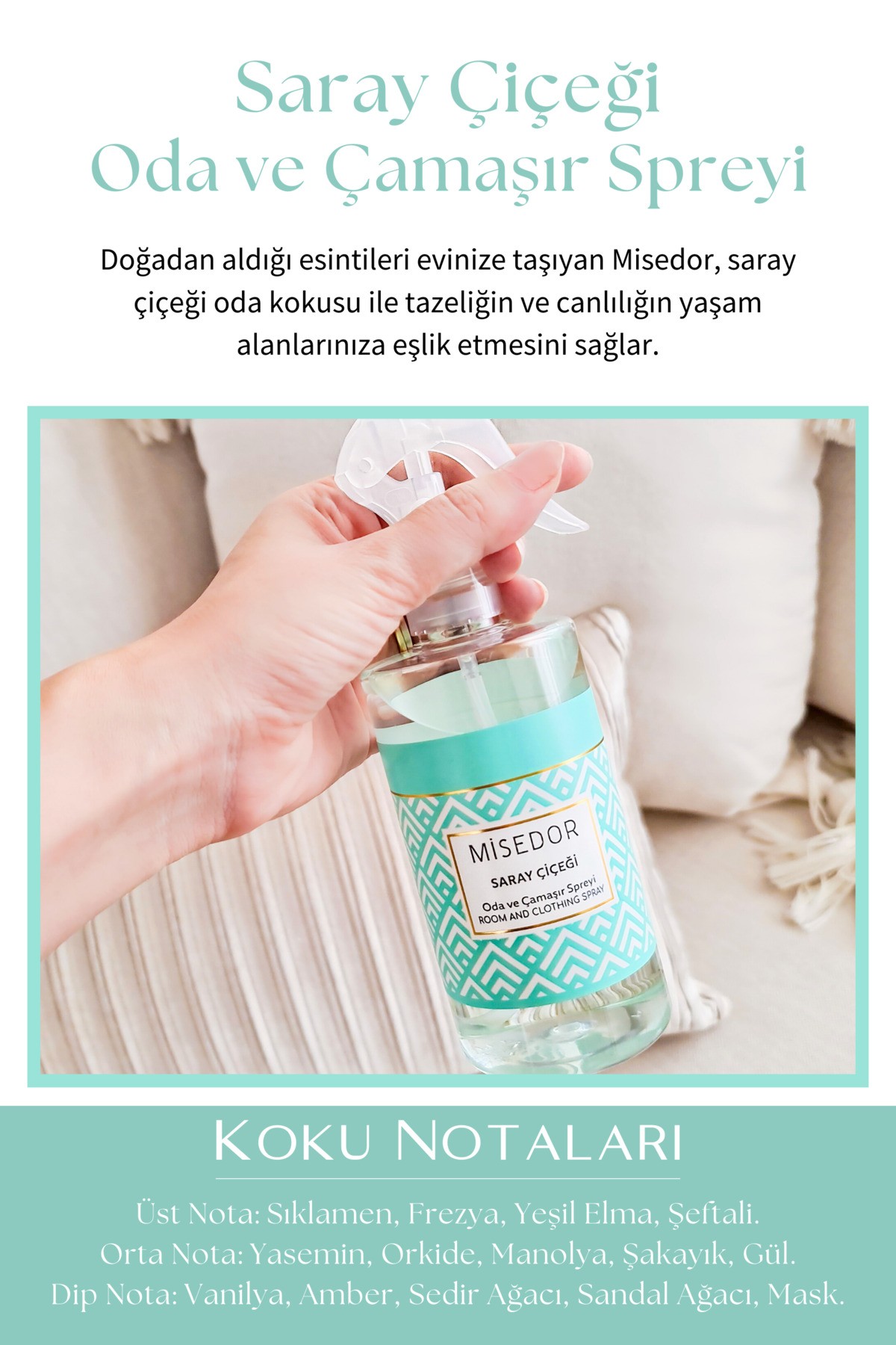 Misedor 2'li Set Beyaz Sabun ve Saray Çiçeği Oda ve Çamaşır Spreyi 330 ml