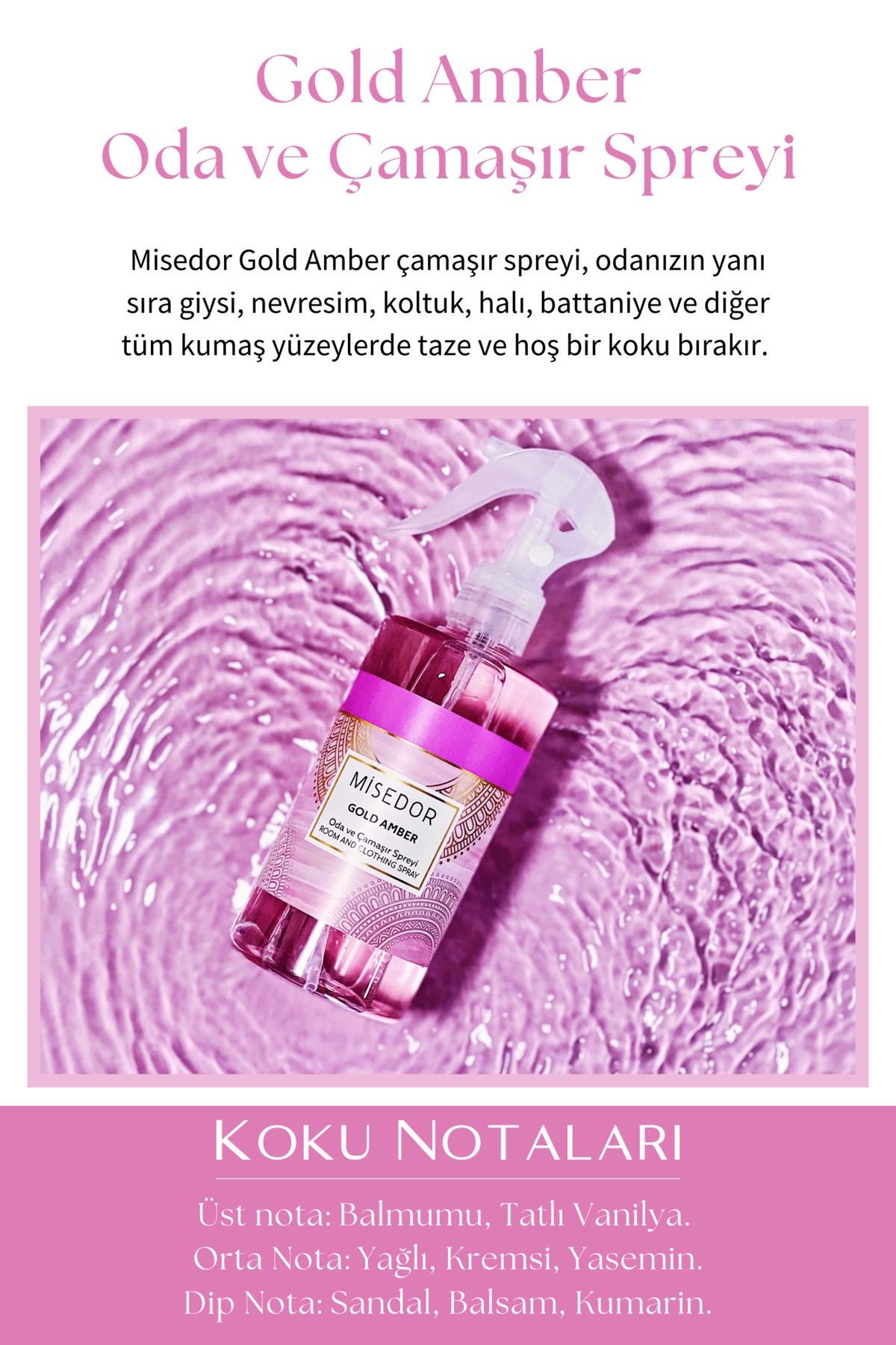 Misedor 2'li Set Gold Amber Ve Saray Çiçeği Oda Ve Çamaşır Spreyi 330 Ml