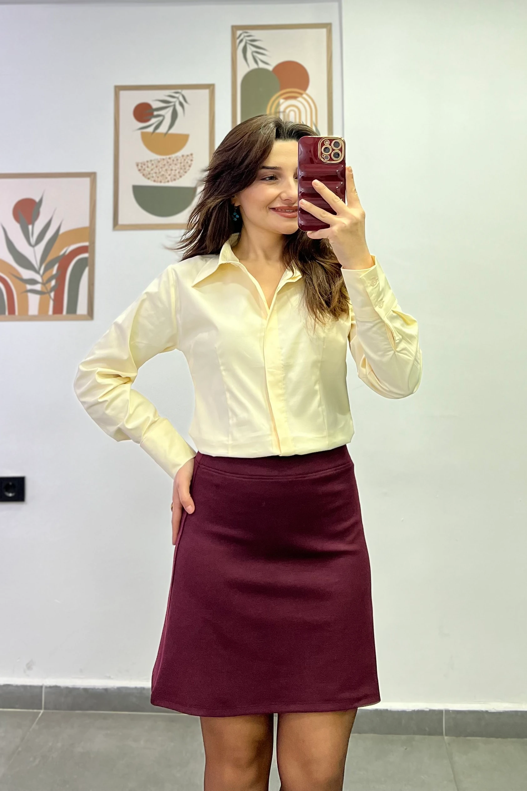 Beli Kalın Korsajlı Çelik Örme Çan Etek - BORDO