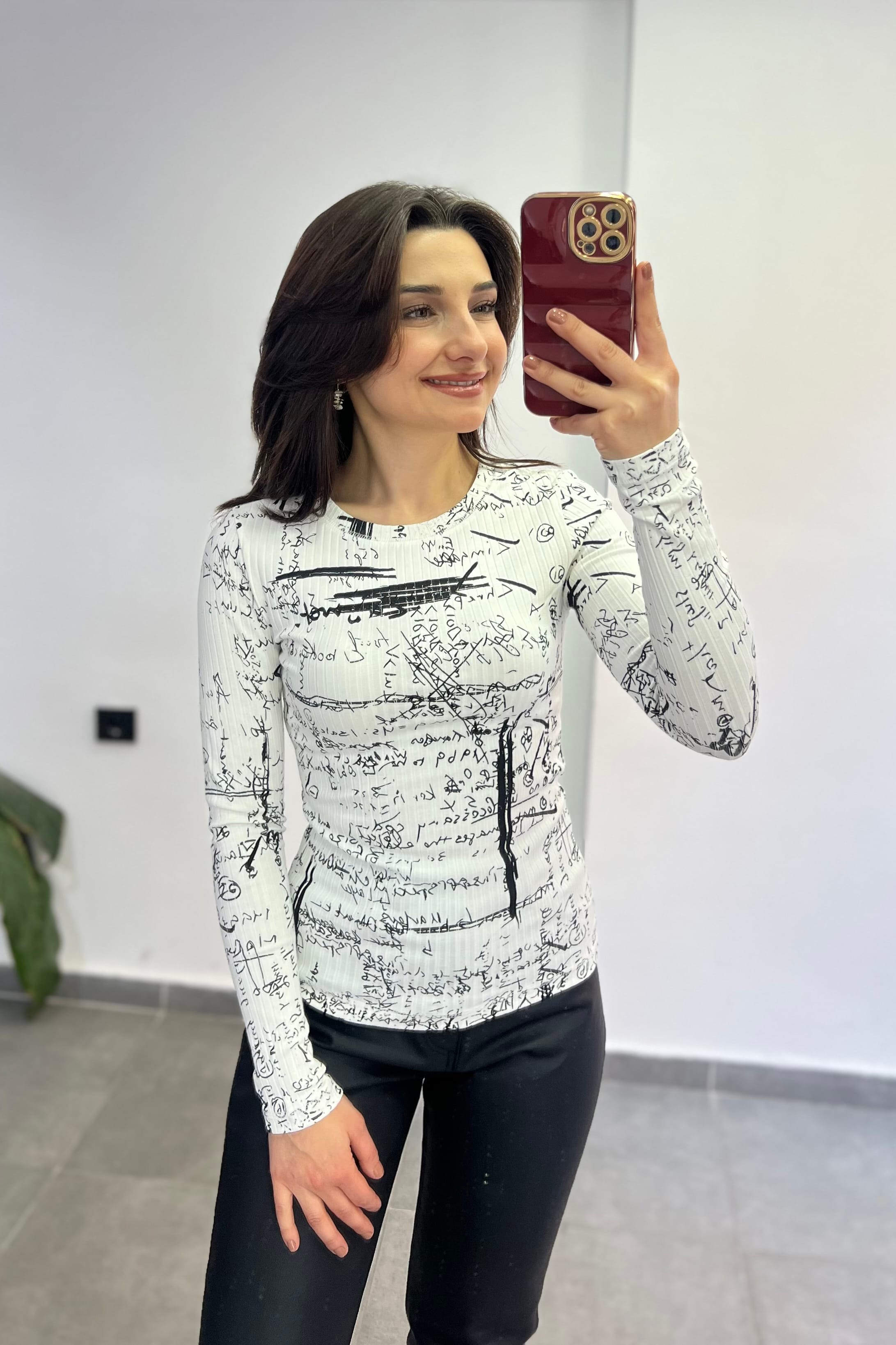 Bisiklet Yaka Fitilli Pamuklu Kumaş Triko - BEYAZ