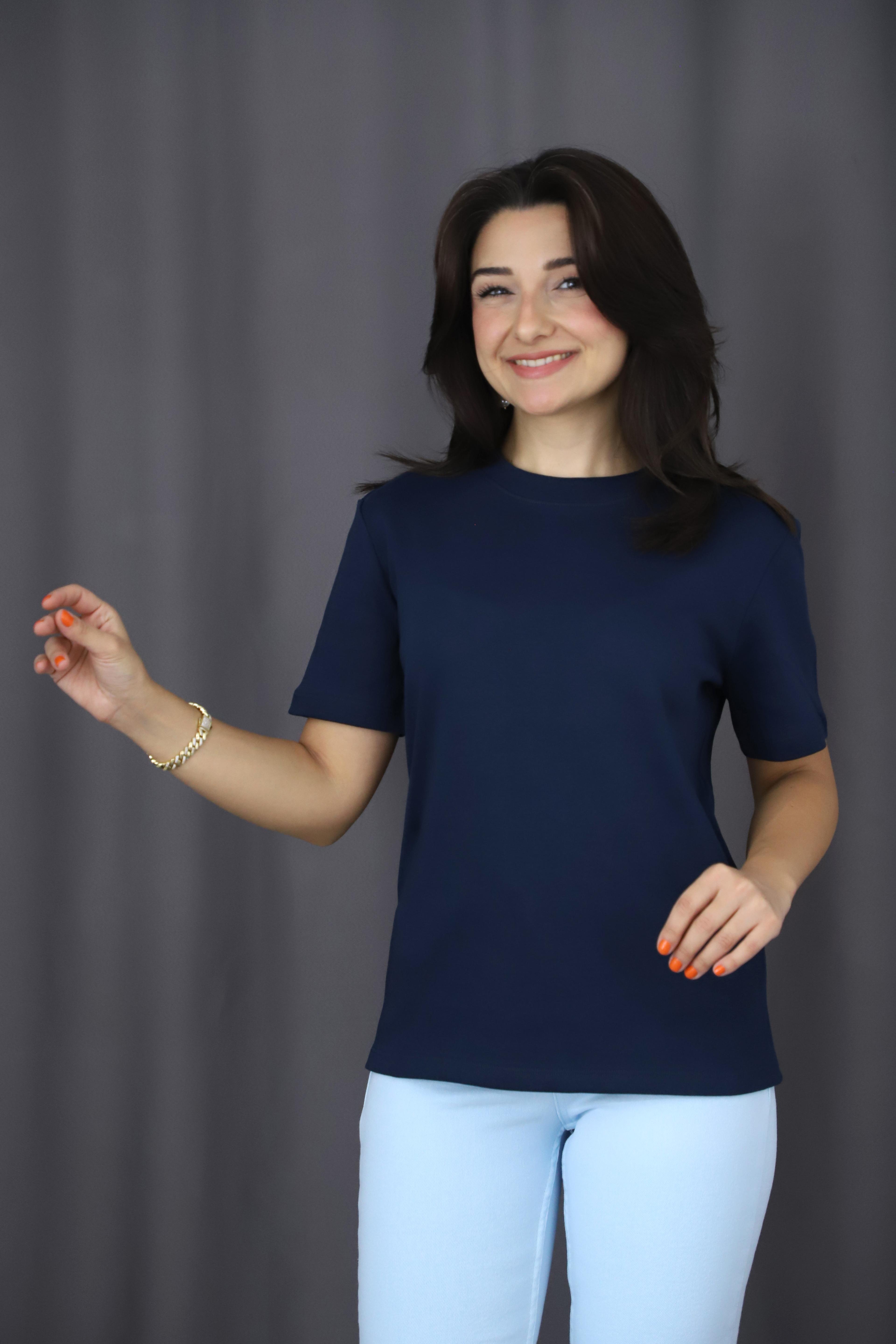 Kısa Kollu Basic Tshirt - LACIVERT